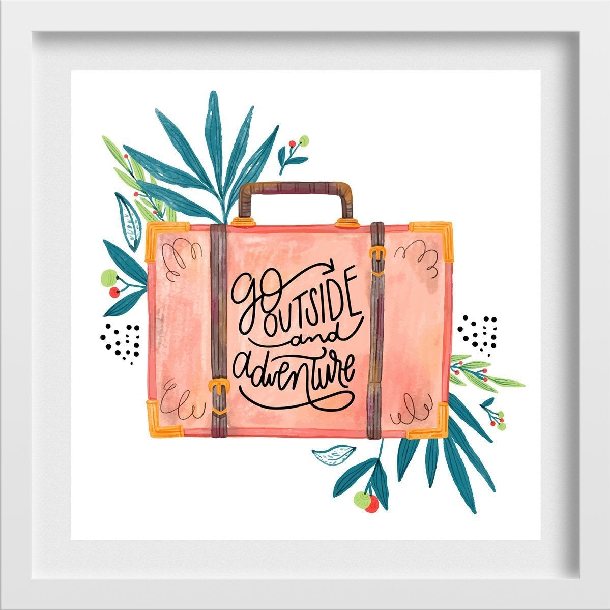 Go outside and adventure 1 : 1 Square Premium Wall Art Canvas by MeriDeewar