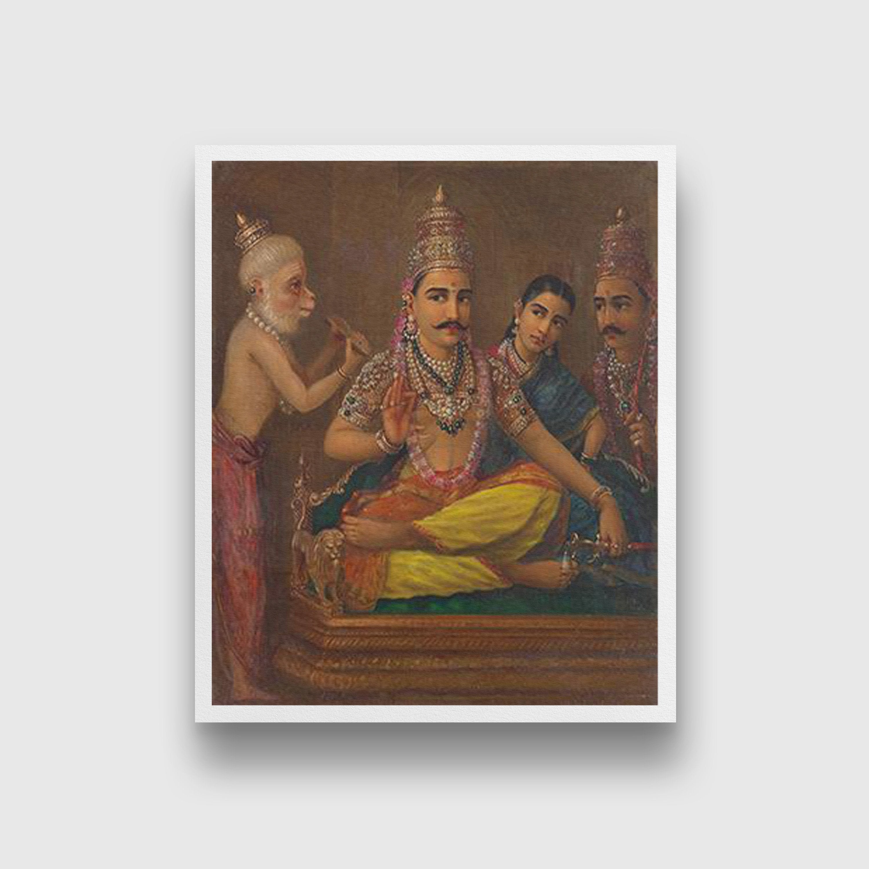 God Ram, Sita, Hanuman and Laxman  Painting - Meri Deewar 4 :5 Vertical Premium Wall Art Canvas by MeriDeewar