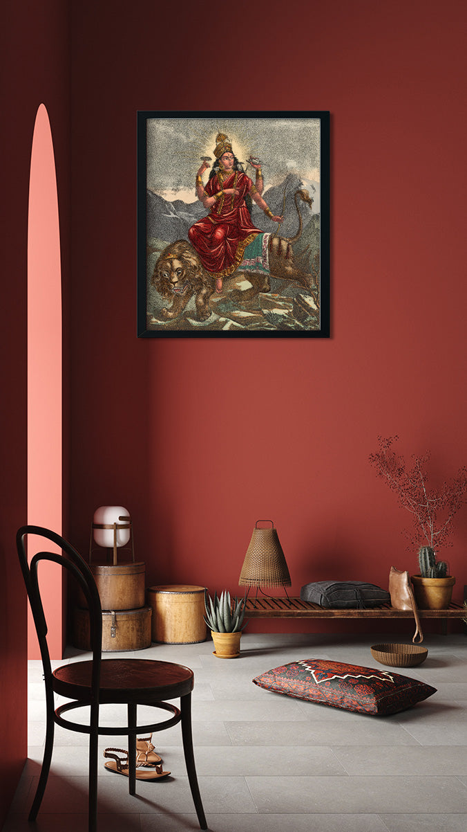 Goddess Jagadhatri Painting 5 : 6 Vertical Premium Wall Art Canvas by MeriDeewar