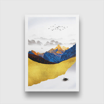 Golden Mountain Painting 2 : 3 Vertical Premium Wall Art Canvas by MeriDeewar