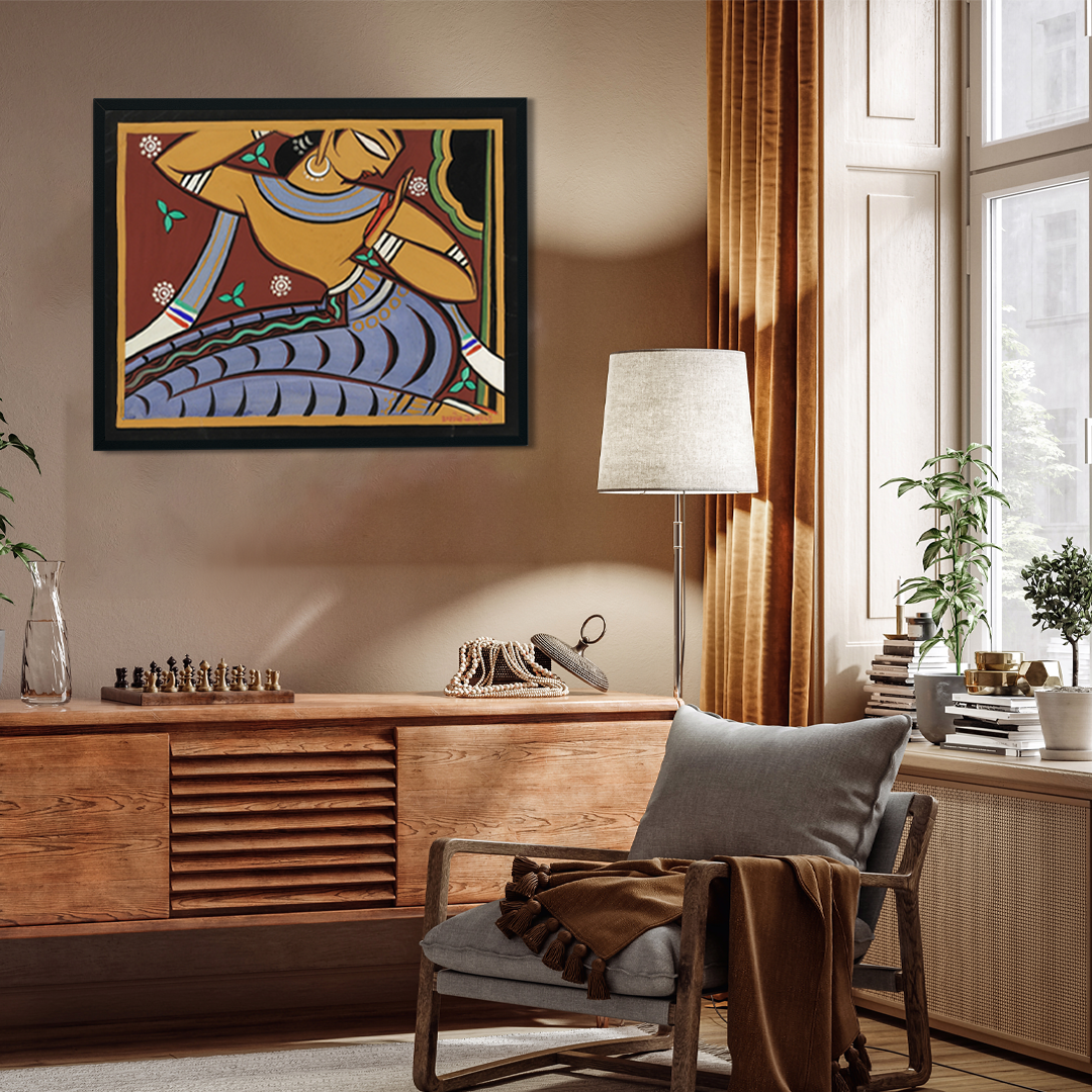 Gopini Dancing Painting 3 : 4 Vertical Premium Wall Art Canvas by MeriDeewar