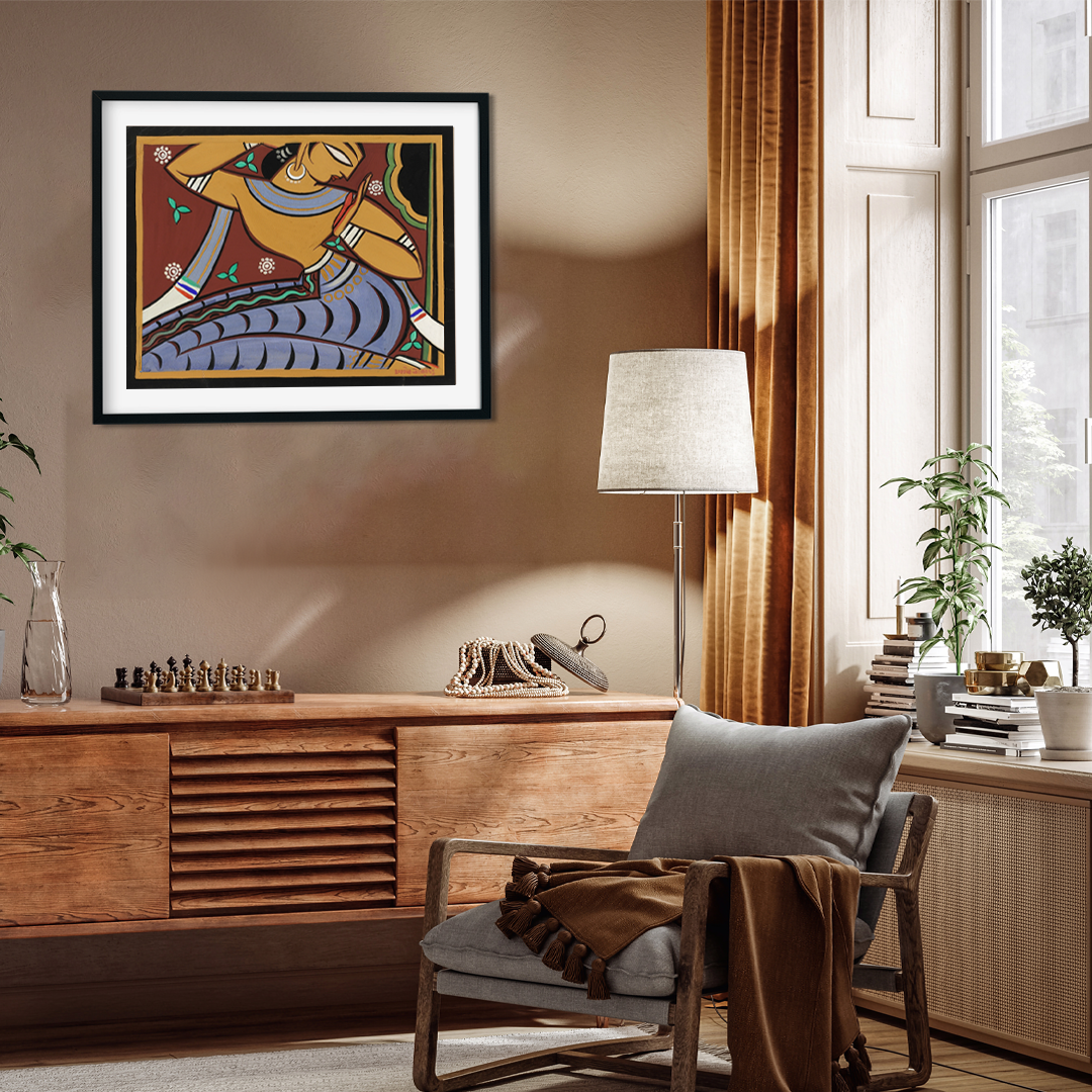 Gopini Dancing Painting 3 : 4 Vertical Premium Wall Art Canvas by MeriDeewar