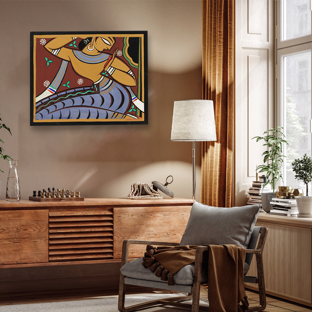 Gopini Dancing Painting 3 : 4 Vertical Premium Wall Art Canvas by MeriDeewar