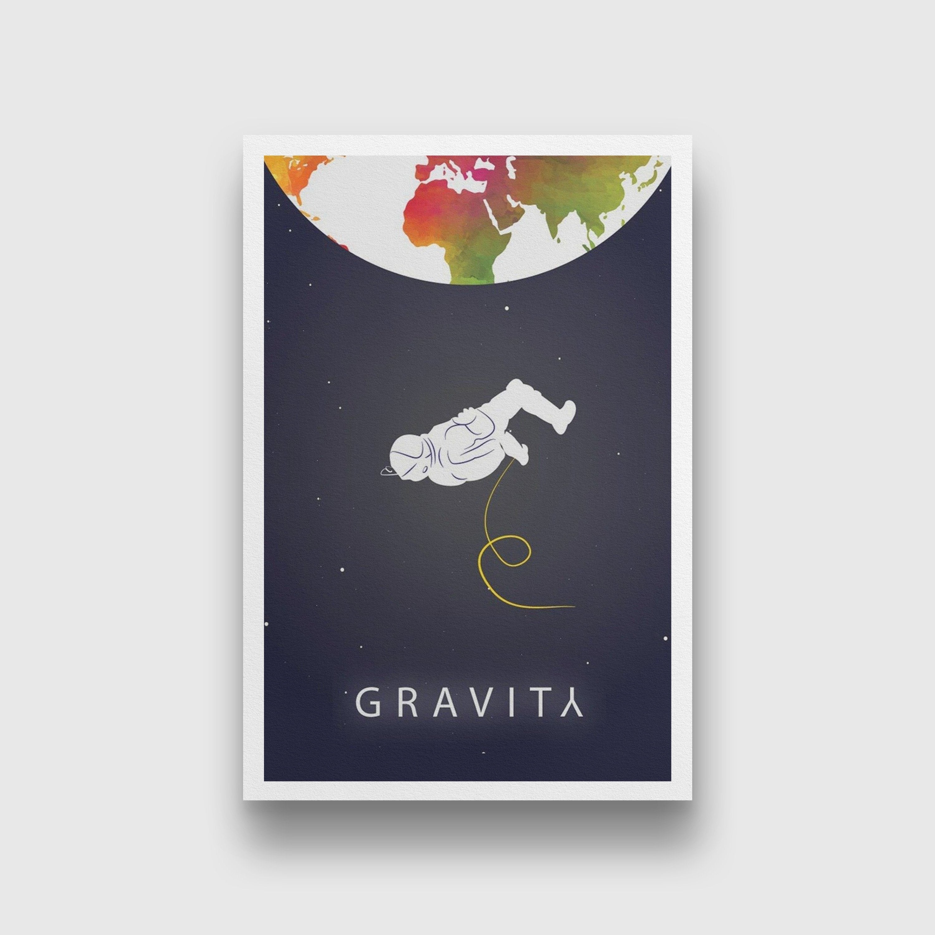 Gravity Space Astronaut Art Painting - Meri Deewar 2 : 3 Vertical Premium Wall Art Canvas by MeriDeewar