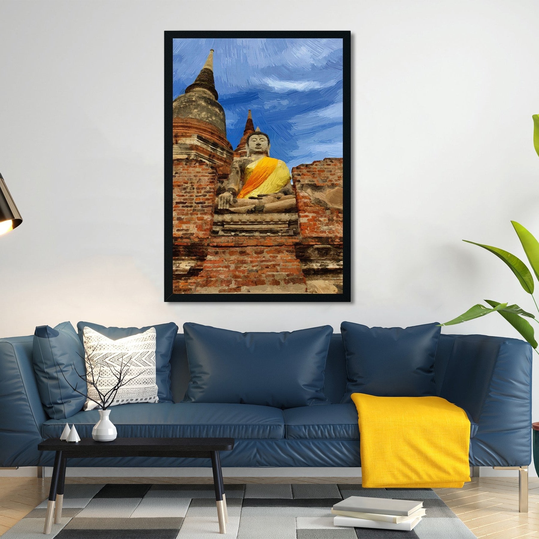 Great Buddha Statue Painting-Meri Deewar 2 : 3 Vertical Premium Wall Art Canvas by MeriDeewar