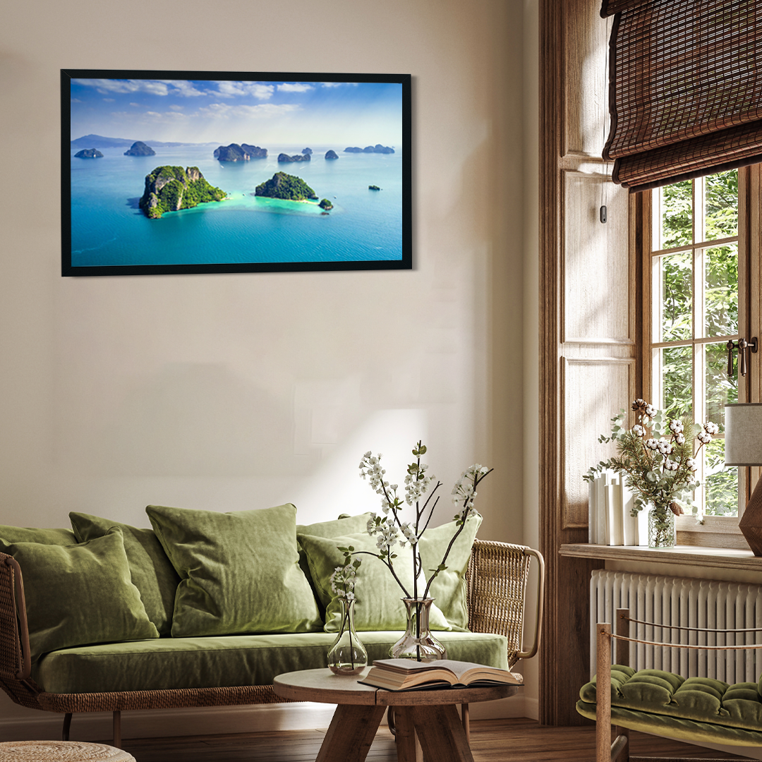Green Lush Tropical Island Phuket Wall Painting 4 : 3 Horizontal Premium Wall Art Canvas by MeriDeewar