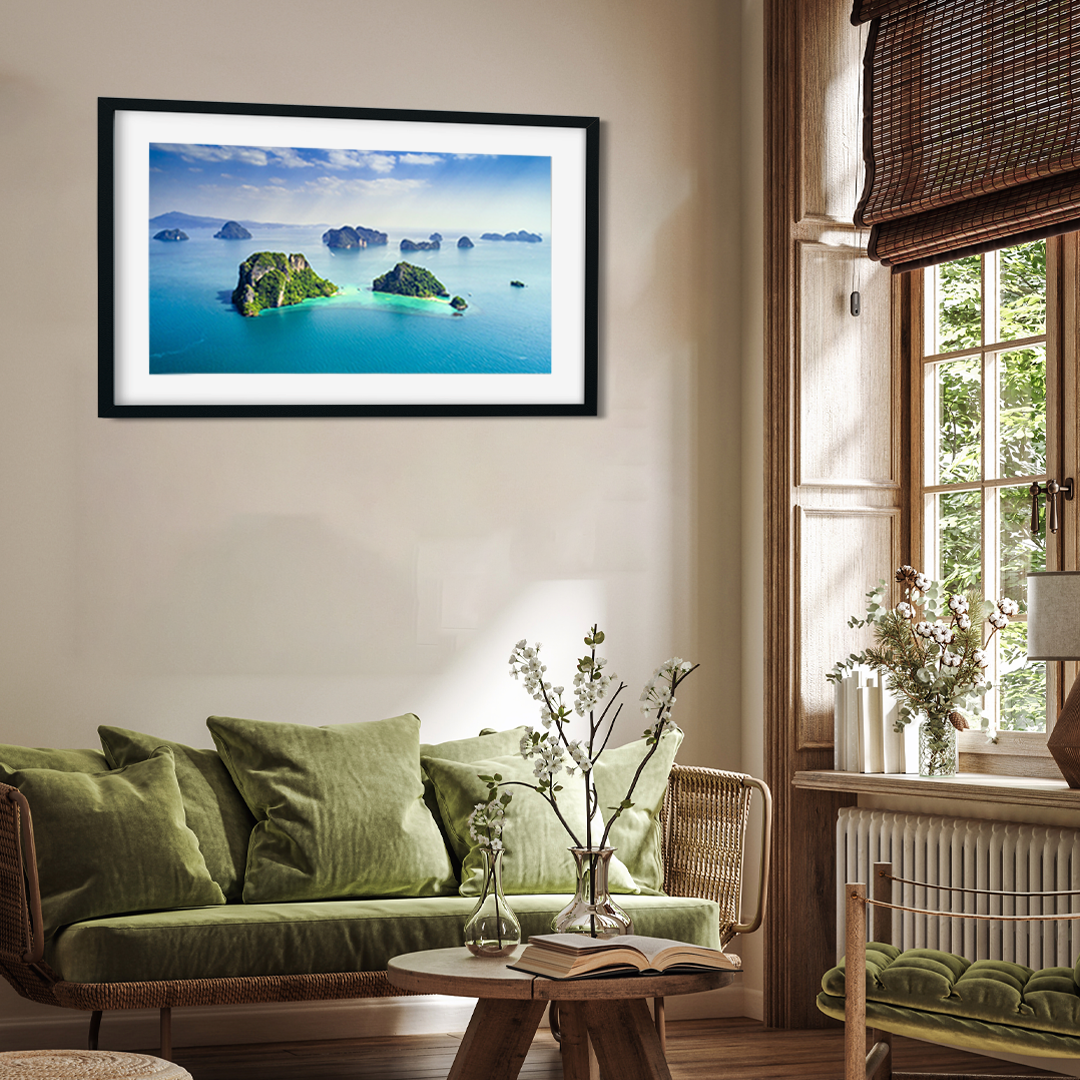 Green Lush Tropical Island Phuket Wall Painting 4 : 3 Horizontal Premium Wall Art Canvas by MeriDeewar