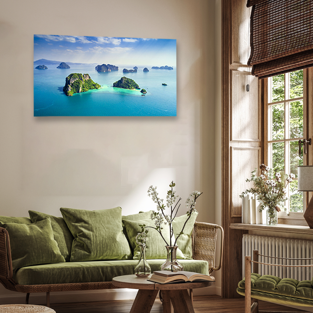 Green Lush Tropical Island Phuket Wall Painting 4 : 3 Horizontal Premium Wall Art Canvas by MeriDeewar