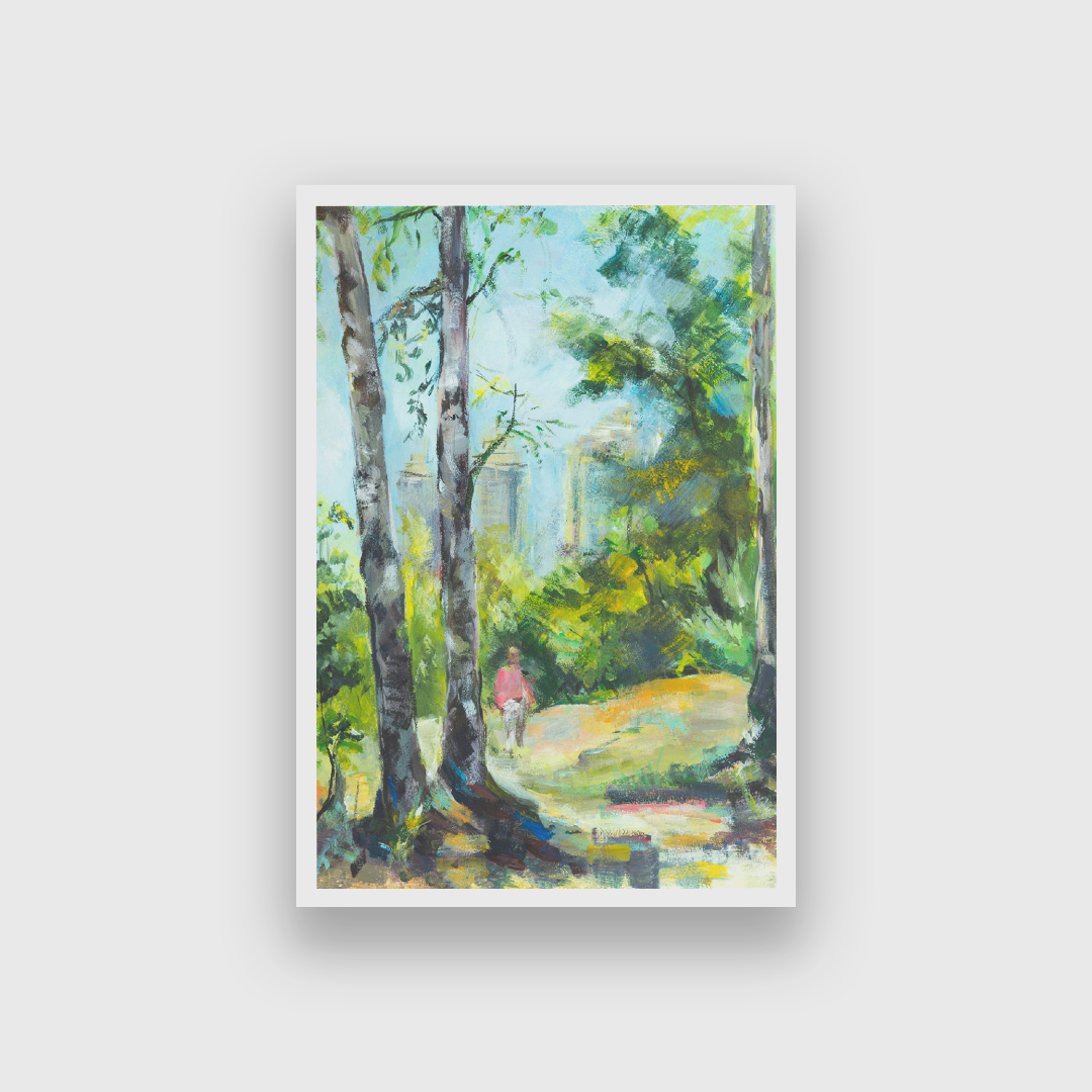 Green Spring Landscape birch Painting 2 : 3 Vertical Premium Wall Art Canvas by MeriDeewar