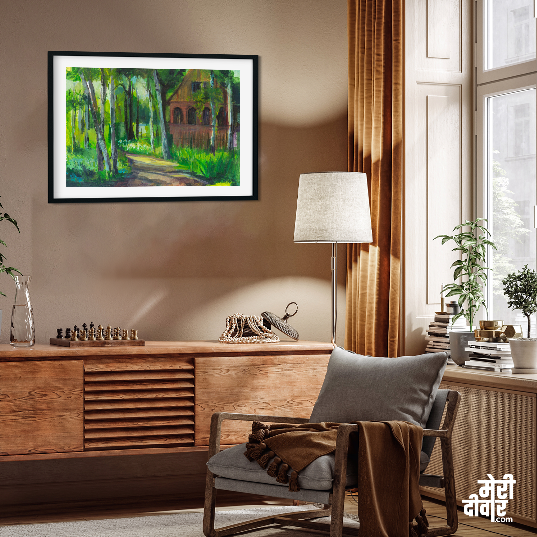 Green Spring Landscape Birch Painting 3 : 2 Horizontal Premium Wall Art Canvas by MeriDeewar
