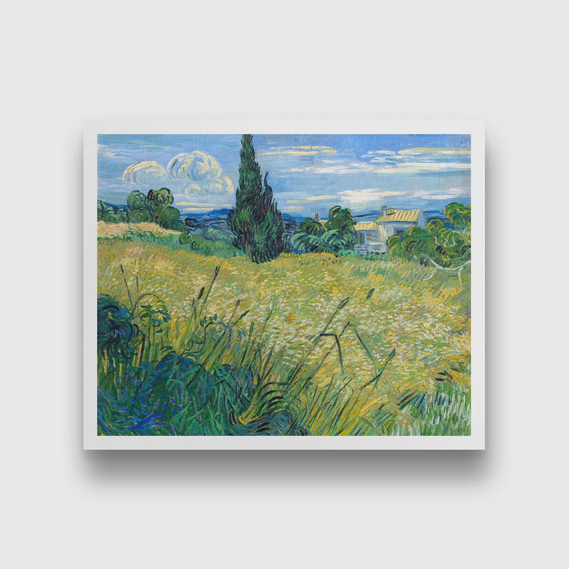 Green Wheat Field with Cypress (1889) 5 : 4 Horizontal Premium Wall Art Canvas by MeriDeewar