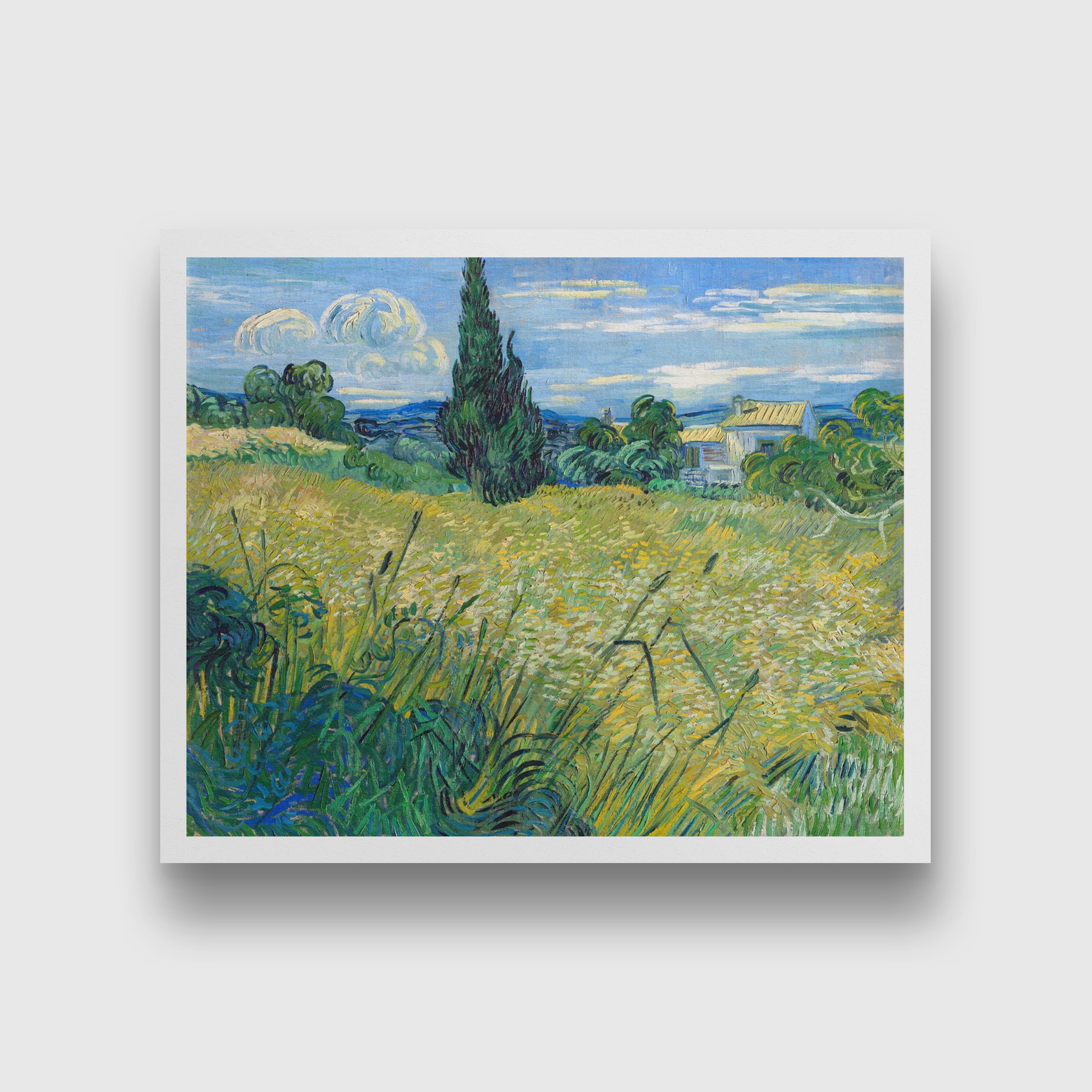 Green Wheat Field with Cypress (1889) 5 : 4 Horizontal Premium Wall Art Canvas by MeriDeewar
