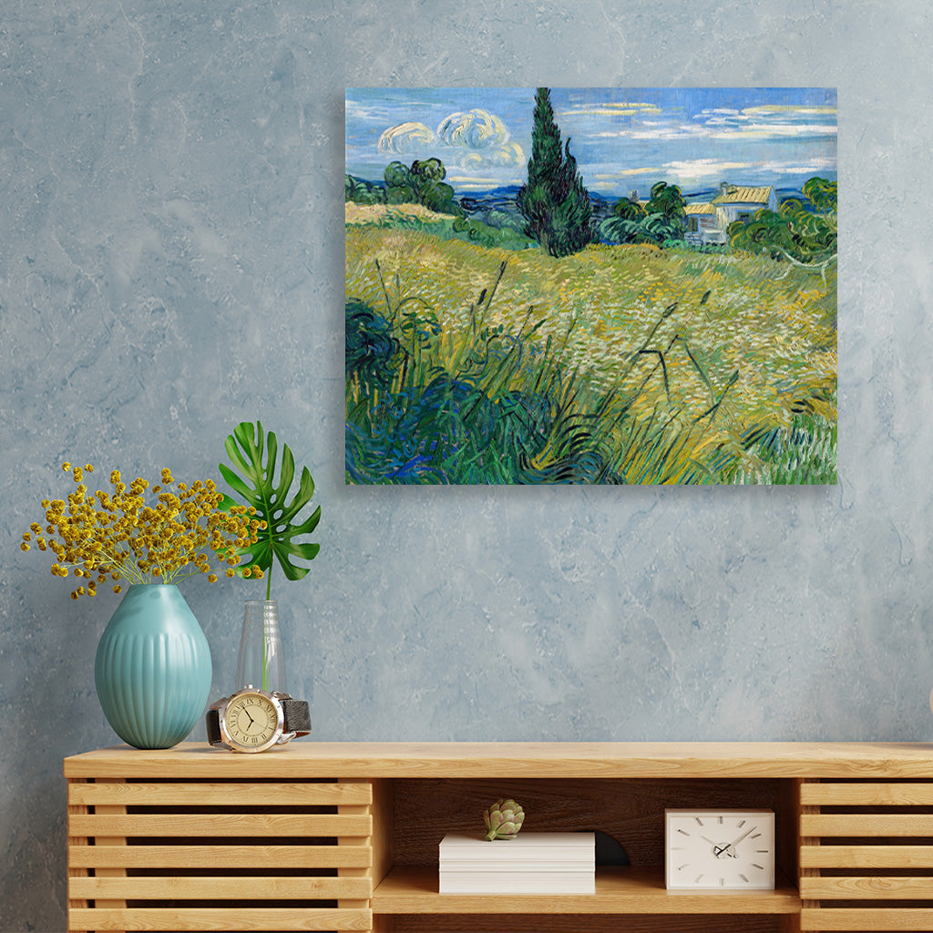 Green Wheat Field with Cypress (1889) 5 : 4 Horizontal Premium Wall Art Canvas by MeriDeewar