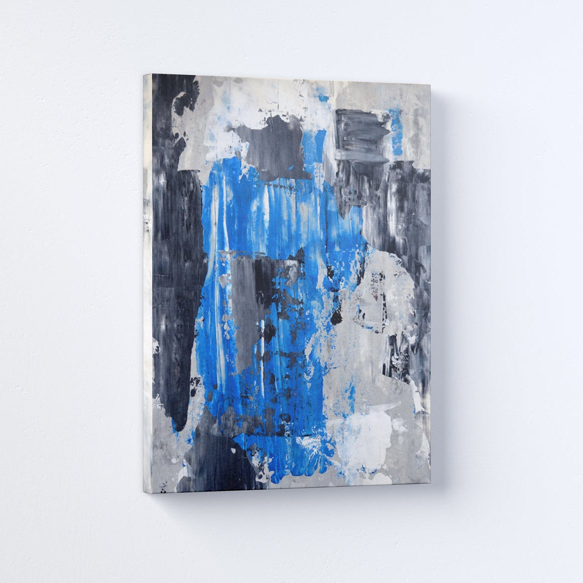 Grey Blue Abstract Paintings 4 : 3 Horizontal Premium Wall Art Canvas by MeriDeewar