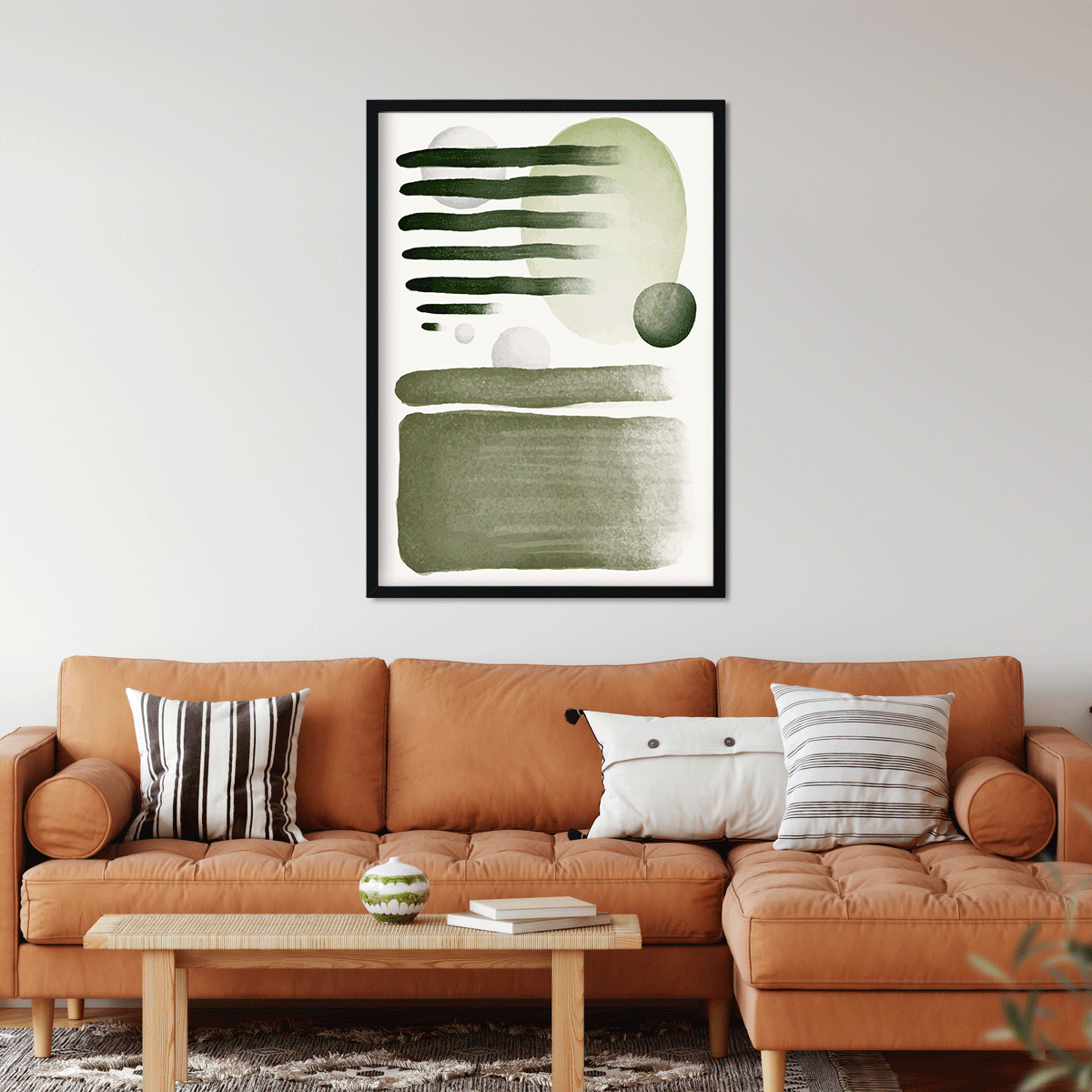 Grey green abstract Painting 3 : 4 Vertical Premium Wall Art Canvas by MeriDeewar