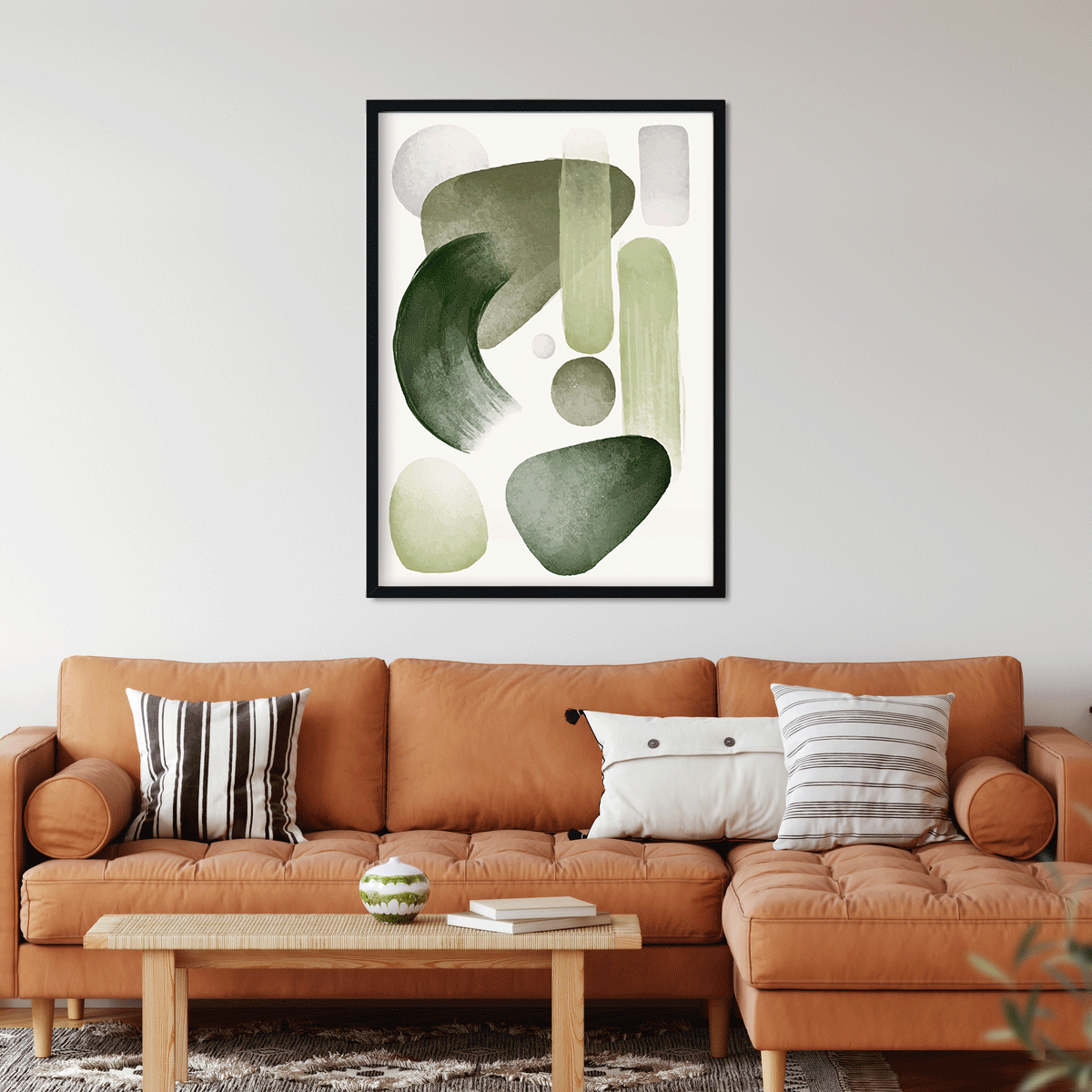 Grey green abstract watercolor Painting 3 : 4 Vertical Premium Wall Art Canvas by MeriDeewar