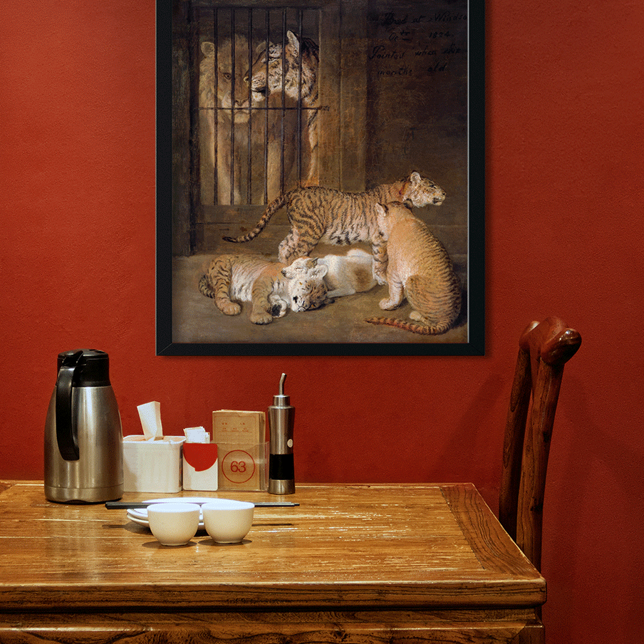 Group of Whelps Bred between a Lion and a Tigress Painting 5 : 6 Vertical Premium Wall Art Canvas by MeriDeewar