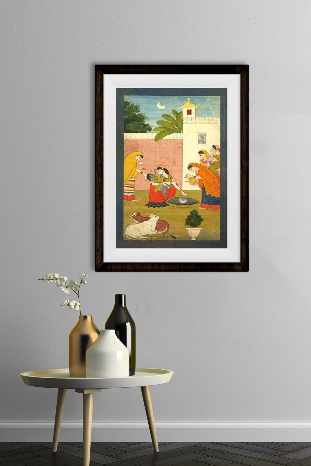 Guler Painting Krishna Reaching For The Moon Painting - Meri Deewar 2 : 3 Vertical Premium Wall Art Canvas by MeriDeewar
