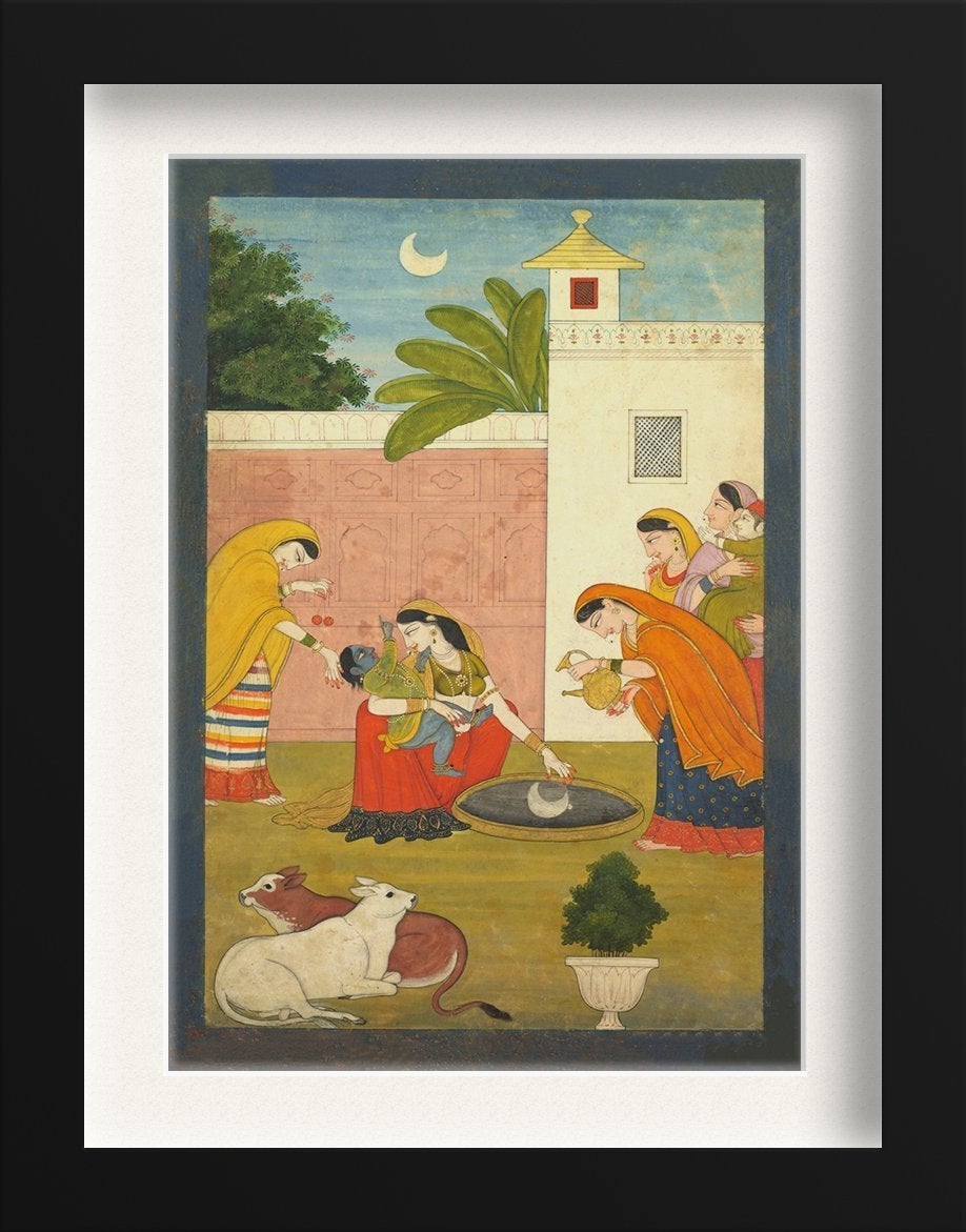 Guler Painting Krishna Reaching For The Moon Painting - Meri Deewar 2 : 3 Vertical Premium Wall Art Canvas by MeriDeewar