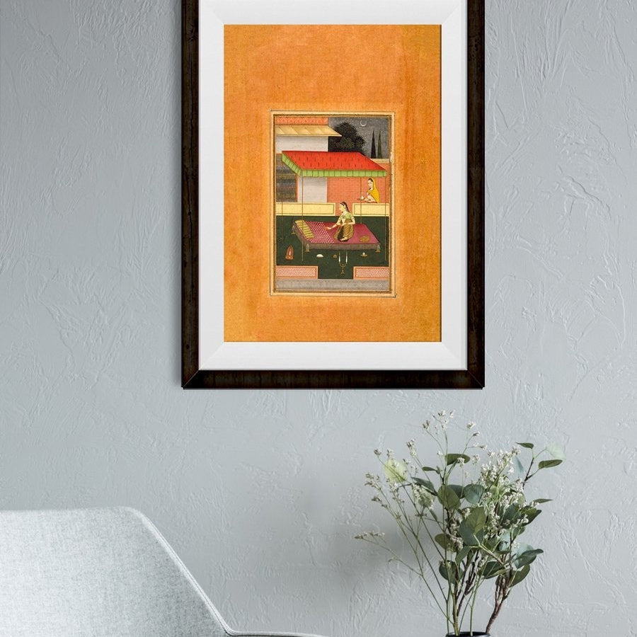 Gunakali Ragini, the Fifth Wife of Malkos Raga, Folio from a Ragamala (Garland of Melodies) Painting - Meri Deewar 2 : 3 Vertical Premium Wall Art Canvas by MeriDeewar