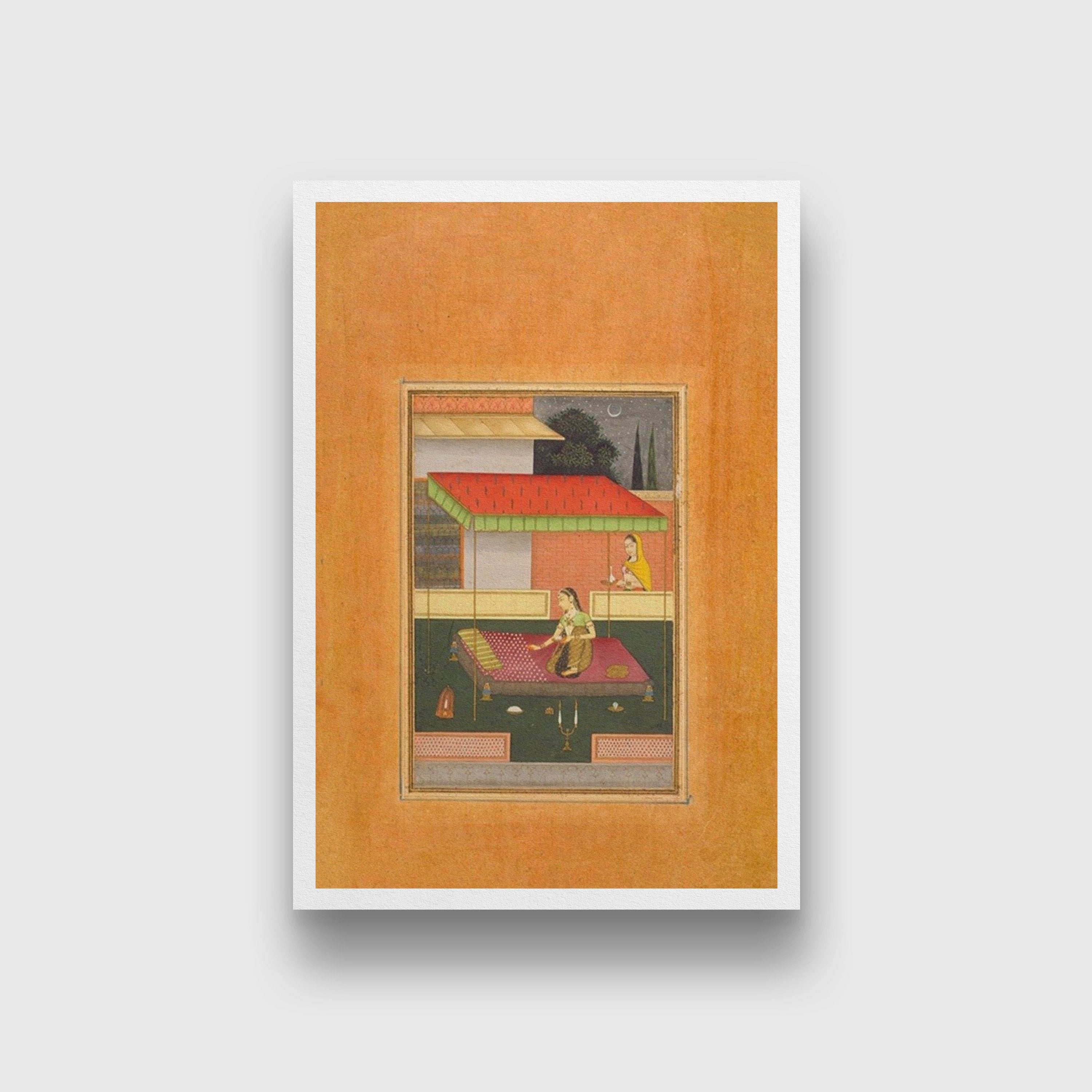 Gunakali Ragini, the Fifth Wife of Malkos Raga, Folio from a Ragamala (Garland of Melodies) Painting - Meri Deewar 2 : 3 Vertical Premium Wall Art Canvas by MeriDeewar