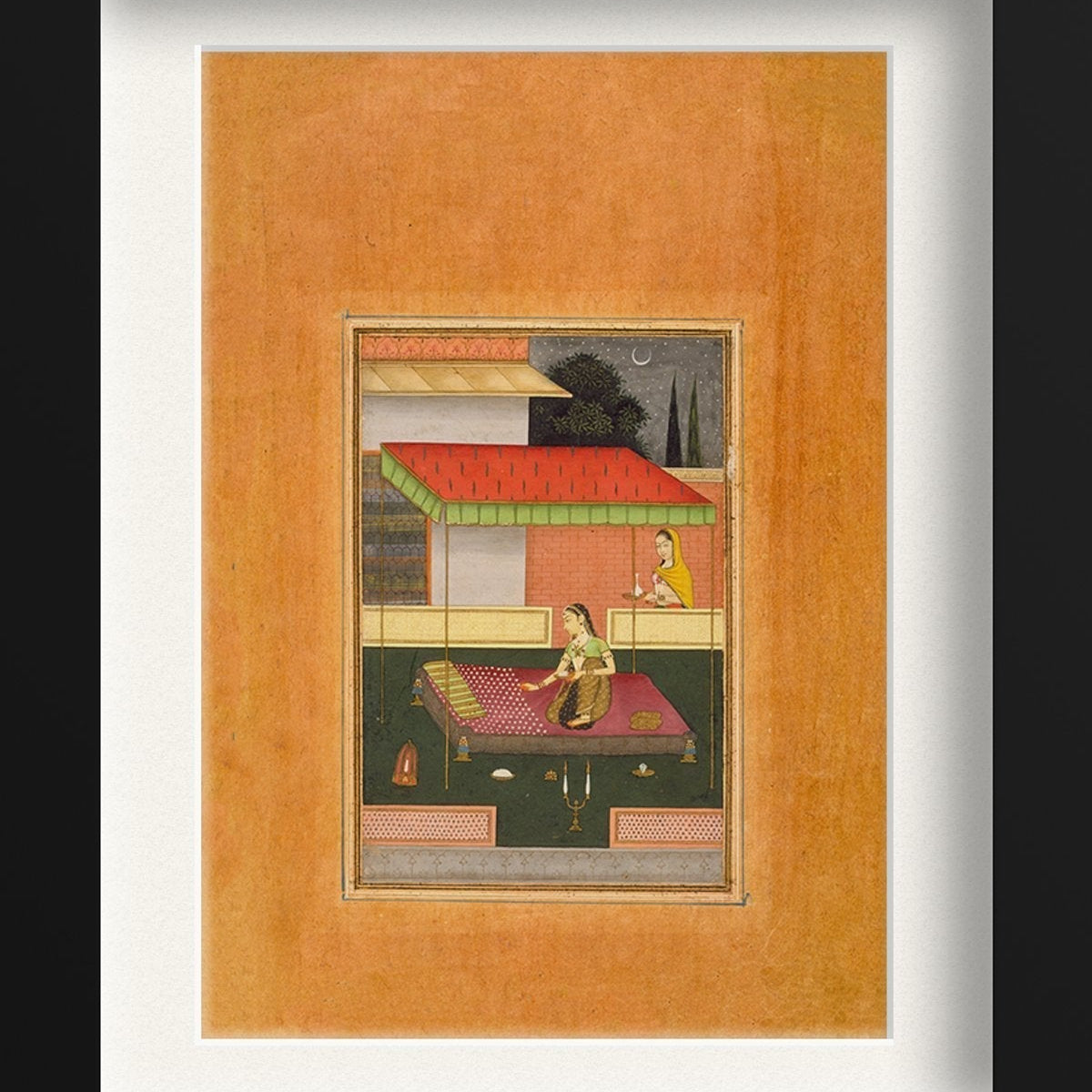 Gunakali Ragini, the Fifth Wife of Malkos Raga, Folio from a Ragamala (Garland of Melodies) Painting - Meri Deewar 2 : 3 Vertical Premium Wall Art Canvas by MeriDeewar