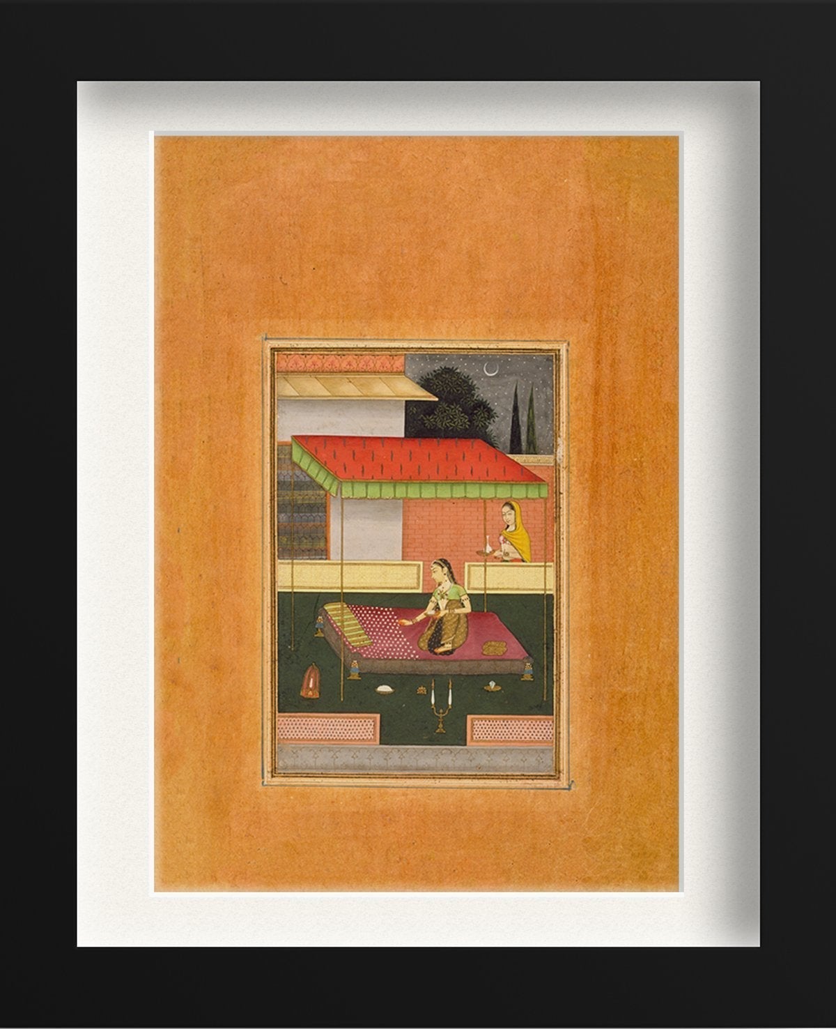 Gunakali Ragini, the Fifth Wife of Malkos Raga, Folio from a Ragamala (Garland of Melodies) Painting - Meri Deewar 2 : 3 Vertical Premium Wall Art Canvas by MeriDeewar