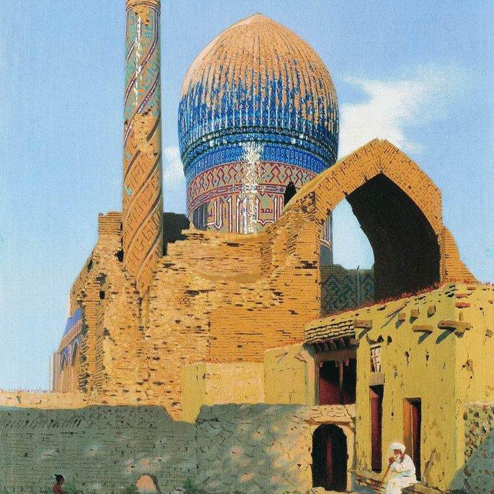 Gur emir mausoleum samarkand Painting - Meri Deewar 3 : 4.2 Vertical Premium Wall Art Canvas by MeriDeewar