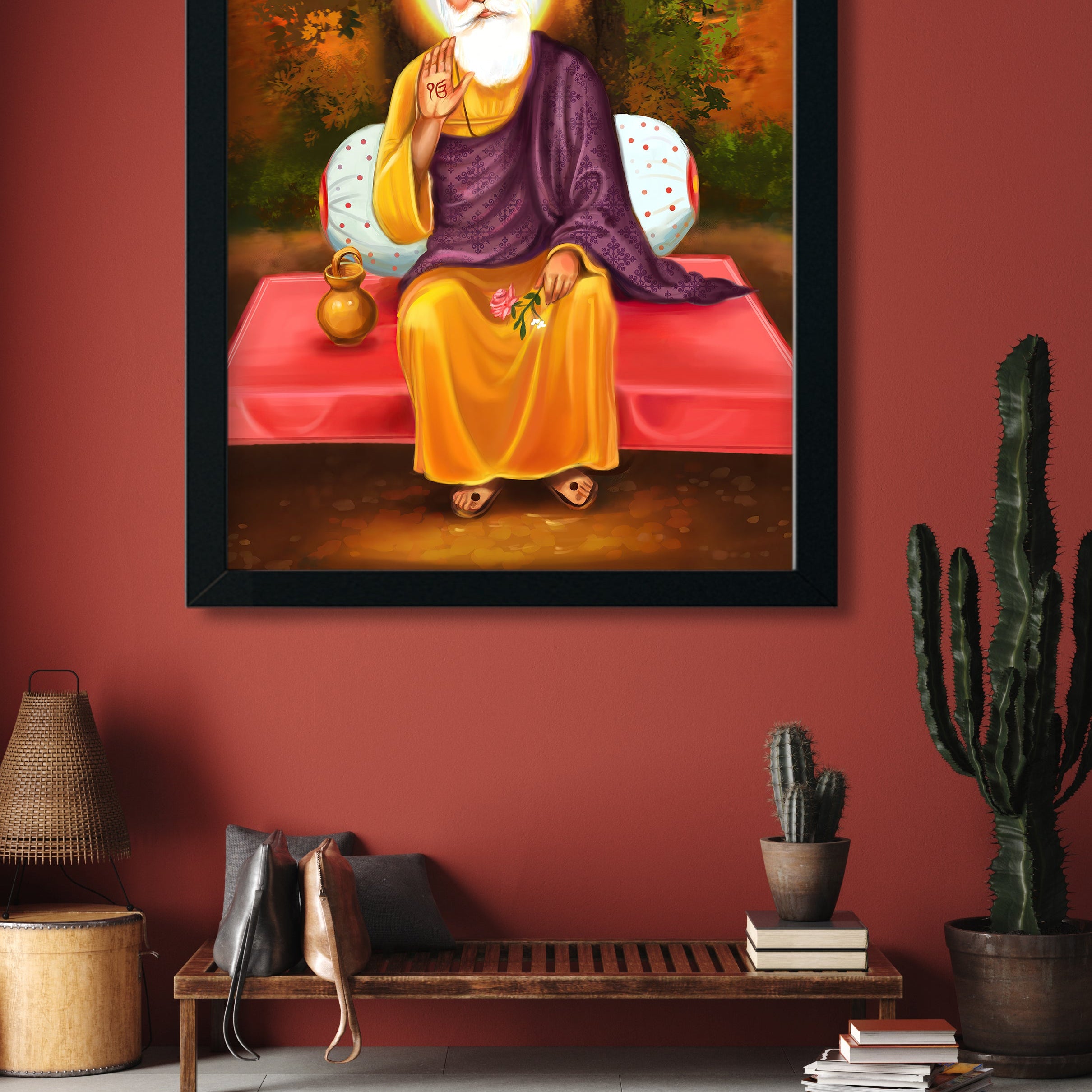 Guru Nanak Ji Painting 4 :5 Vertical Premium Wall Art Canvas by MeriDeewar