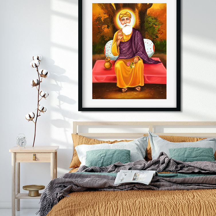 Guru Nanak Ji Painting 4 :5 Vertical Premium Wall Art Canvas by MeriDeewar