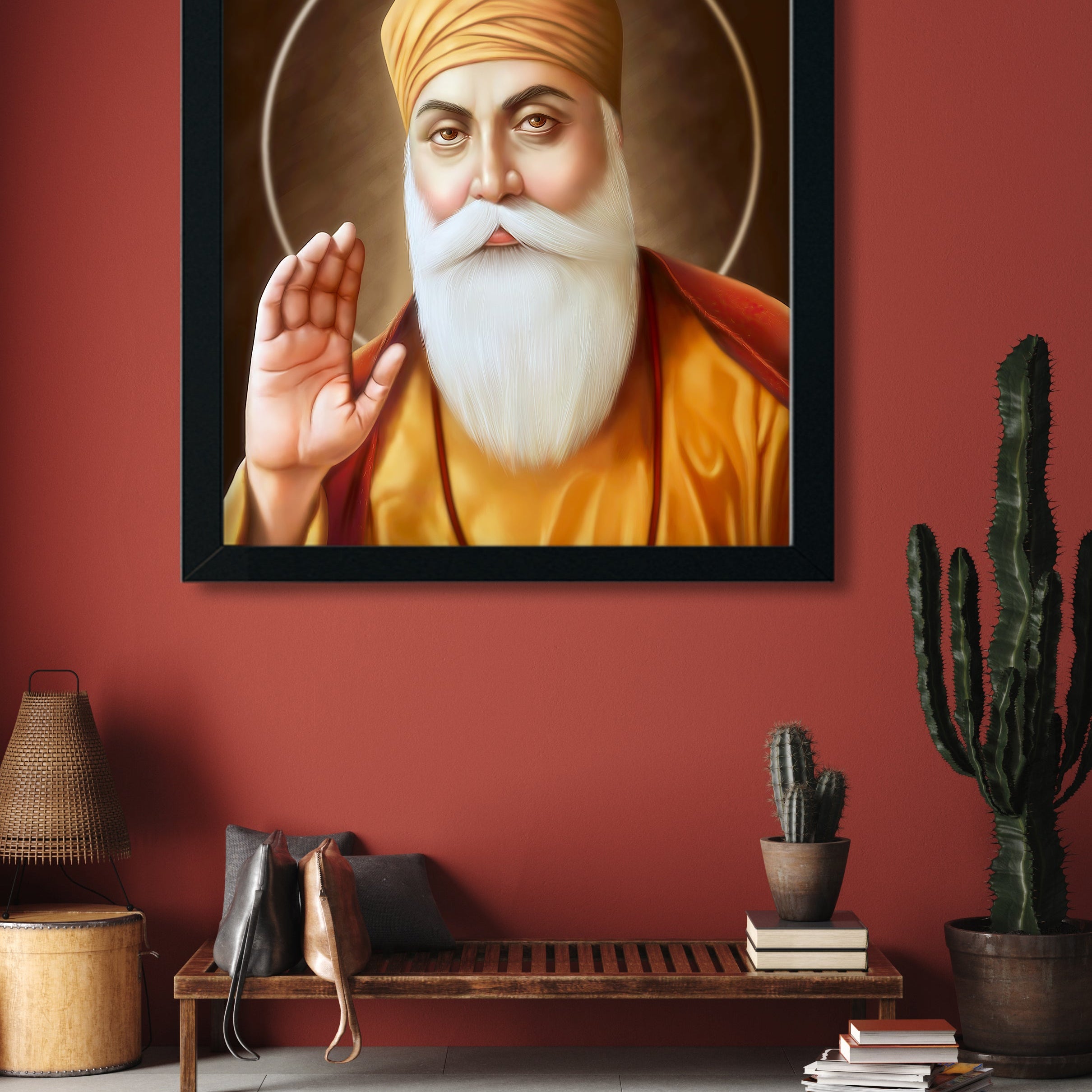 Guru Nanak Ji Painting 5 : 6 Vertical Premium Wall Art Canvas by MeriDeewar