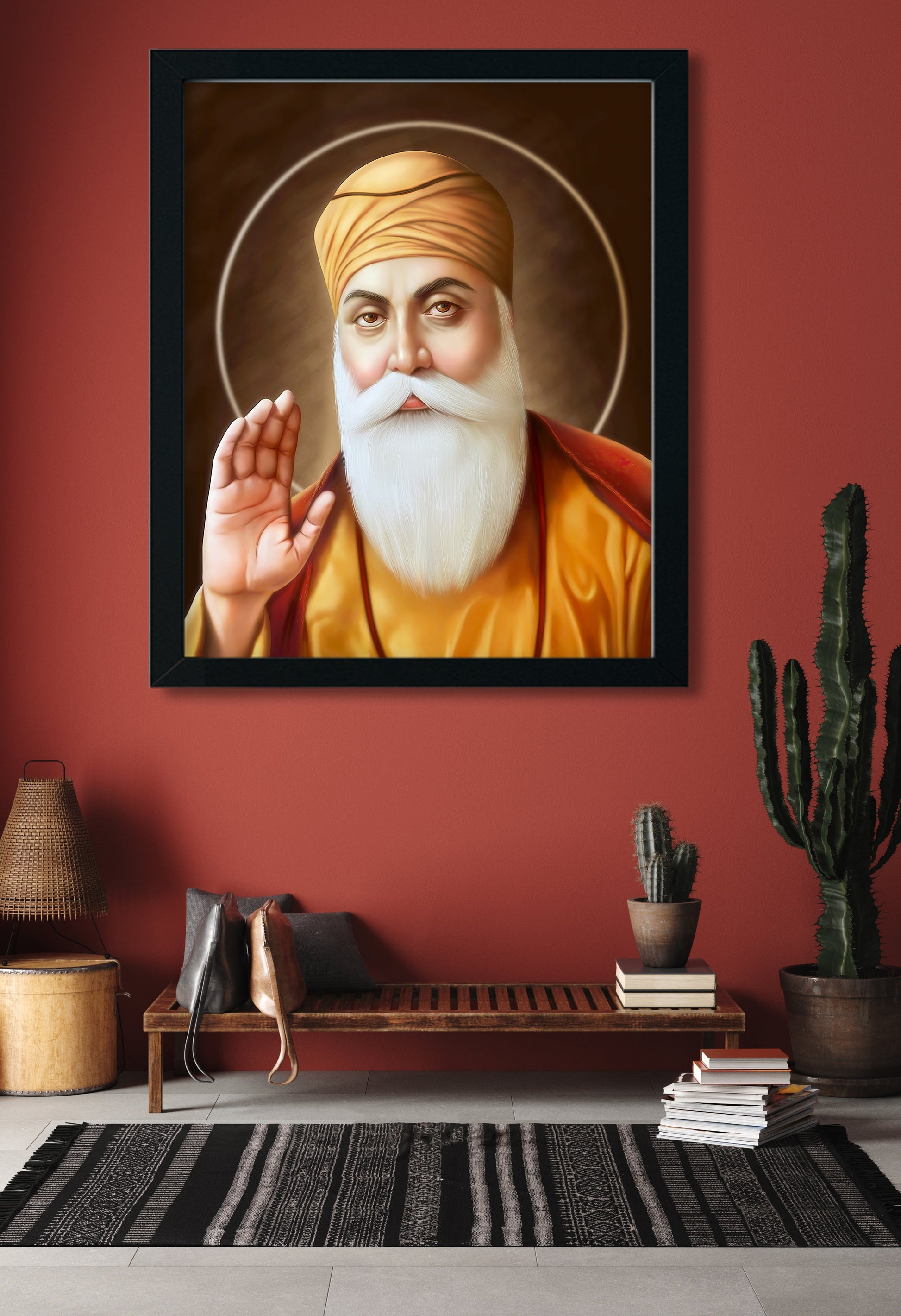Guru Nanak Ji Painting 5 : 6 Vertical Premium Wall Art Canvas by MeriDeewar