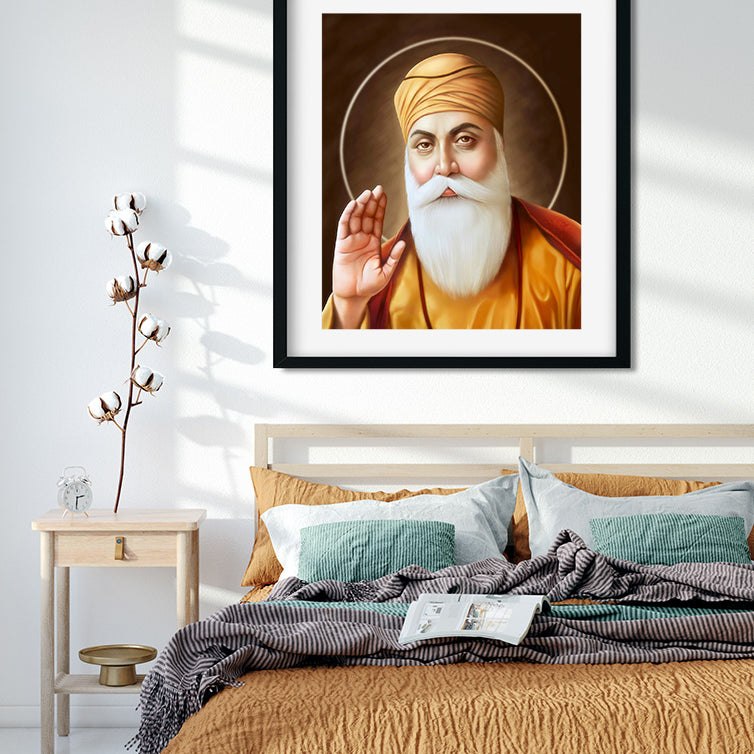 Guru Nanak Ji Painting 5 : 6 Vertical Premium Wall Art Canvas by MeriDeewar