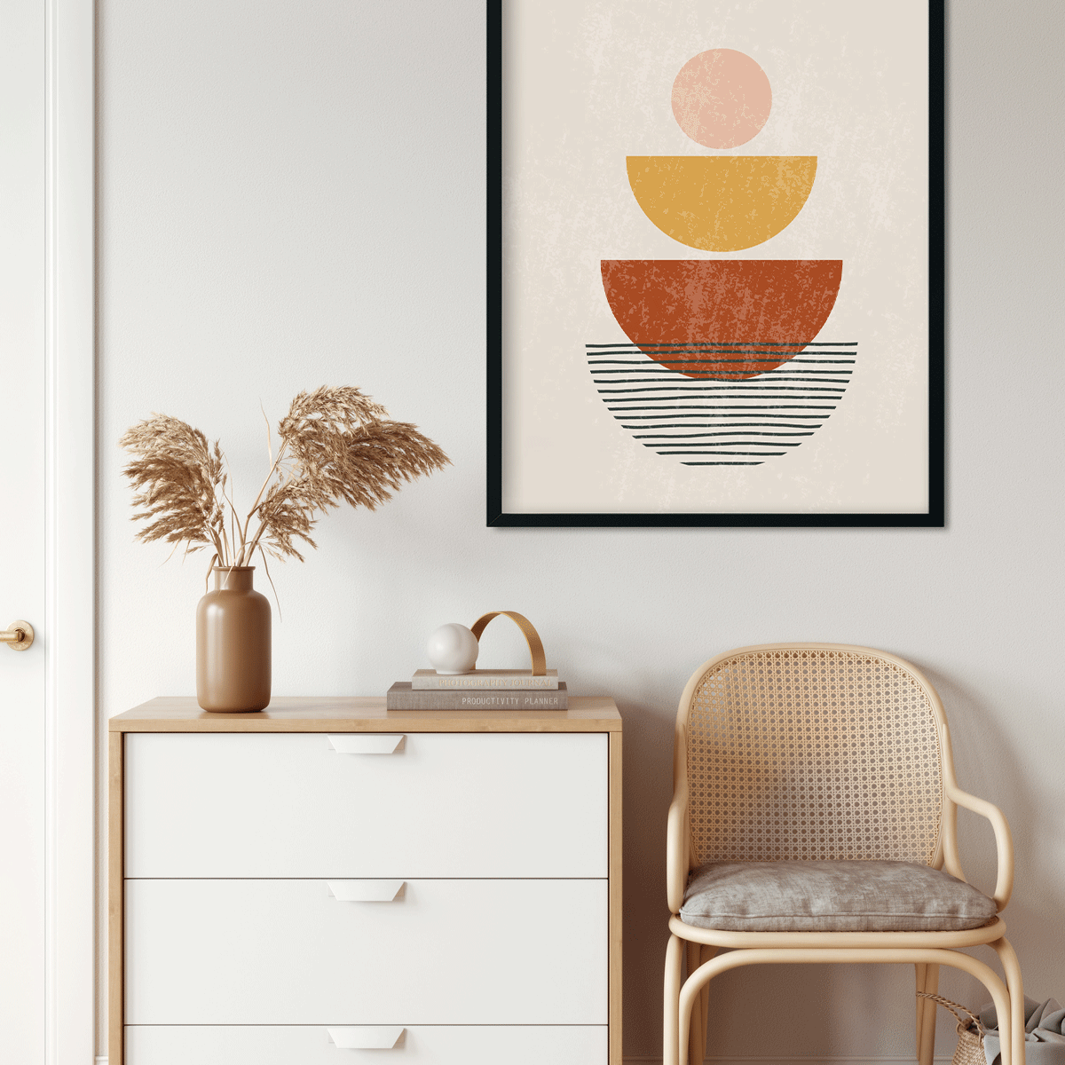 Half abstract geometric Painting 3 : 4 Vertical Premium Wall Art Canvas by MeriDeewar