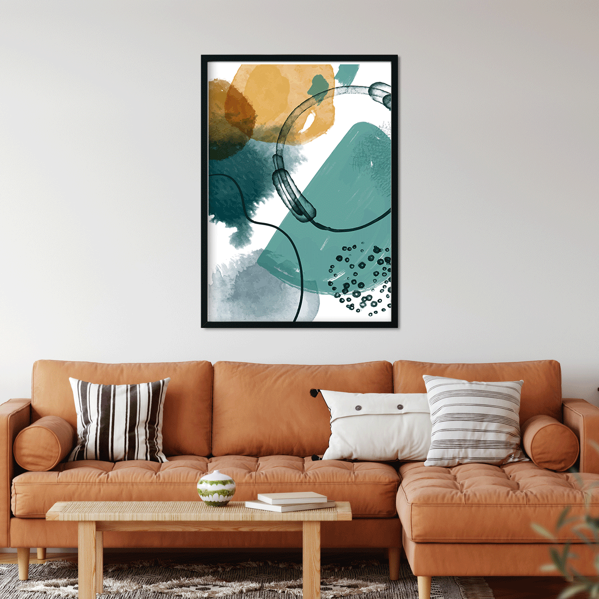 Hand drawn abstract shapes Painting 4 X 5.5 Vertical Premium Wall Art Canvas by MeriDeewar