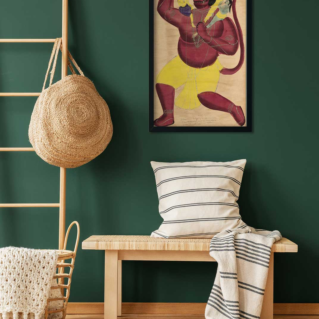 Hanuman Painting 1 : 2 Vertical Premium Wall Art Canvas by MeriDeewar