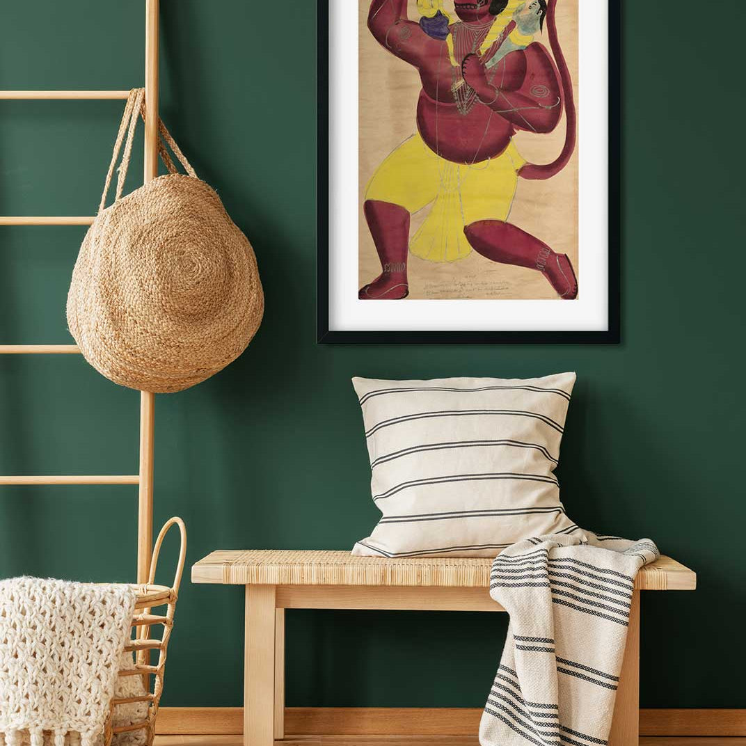 Hanuman Painting 1 : 2 Vertical Premium Wall Art Canvas by MeriDeewar