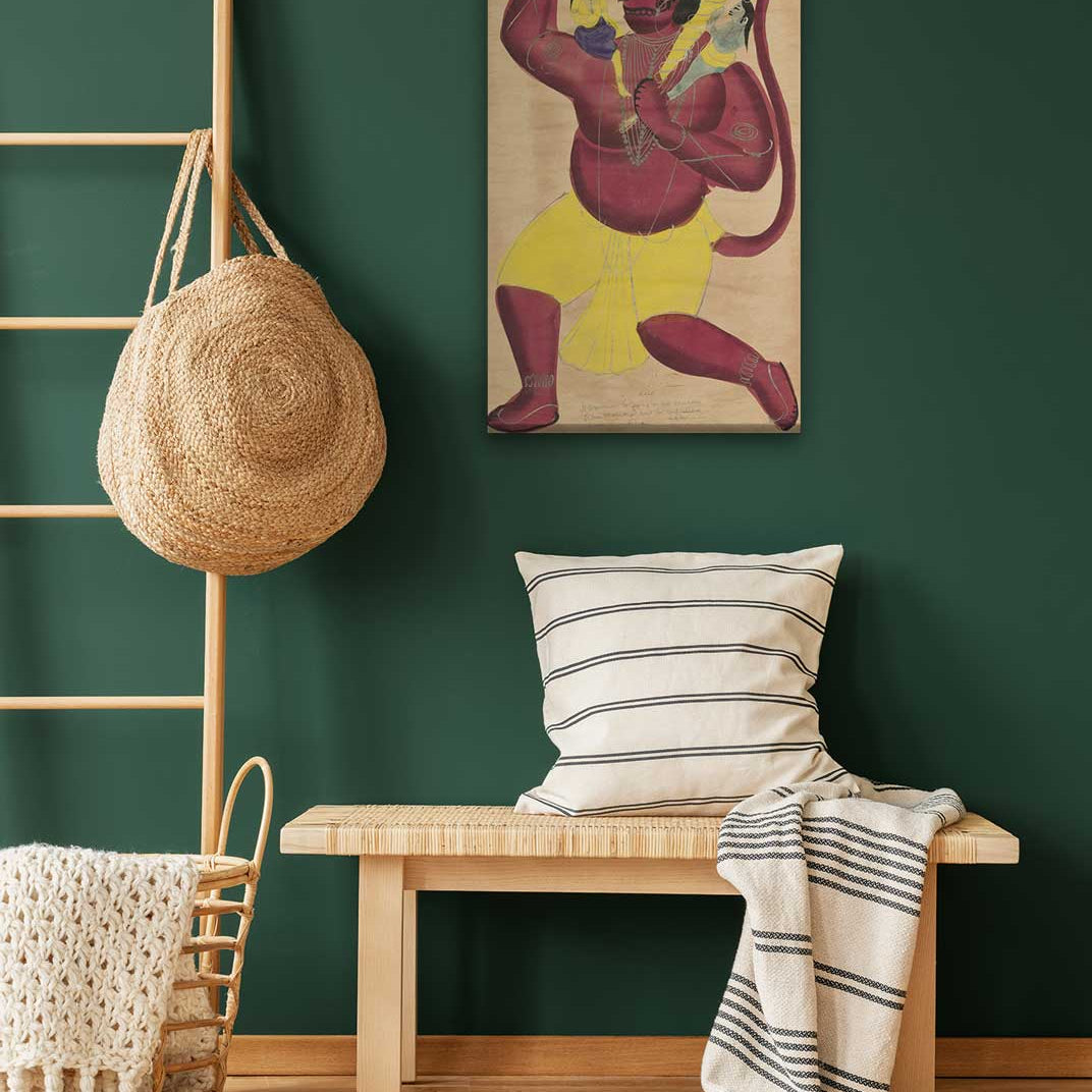 Hanuman Painting 1 : 2 Vertical Premium Wall Art Canvas by MeriDeewar