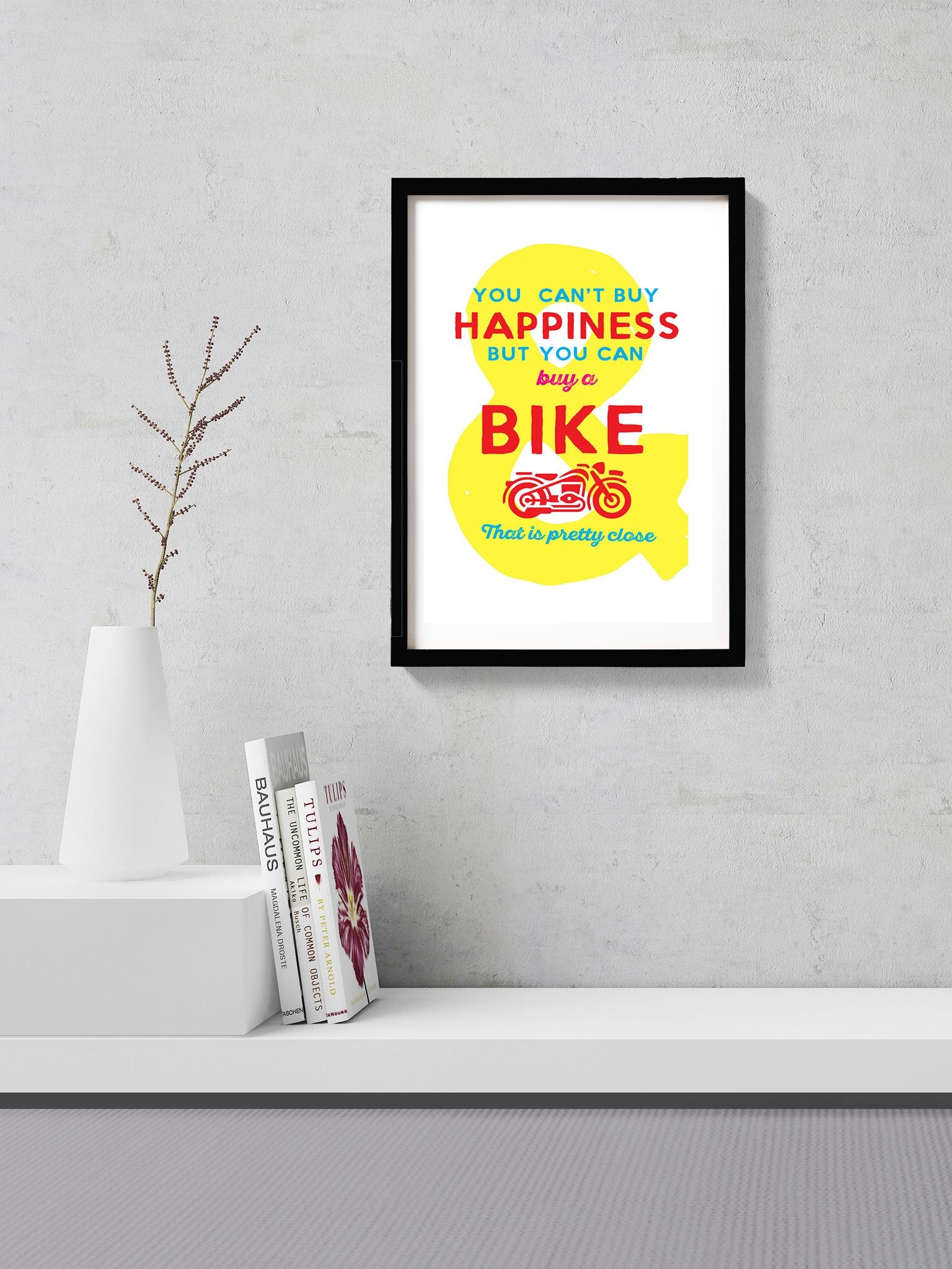Happiness is having a bike Poster Poster A3 / Poster Premium Wall Art Canvas by MeriDeewar