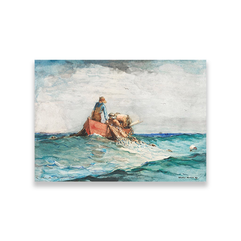 Hauling in the Nets painting - Meri Deewar 3 : 2 Horizontal Premium Wall Art Canvas by MeriDeewar