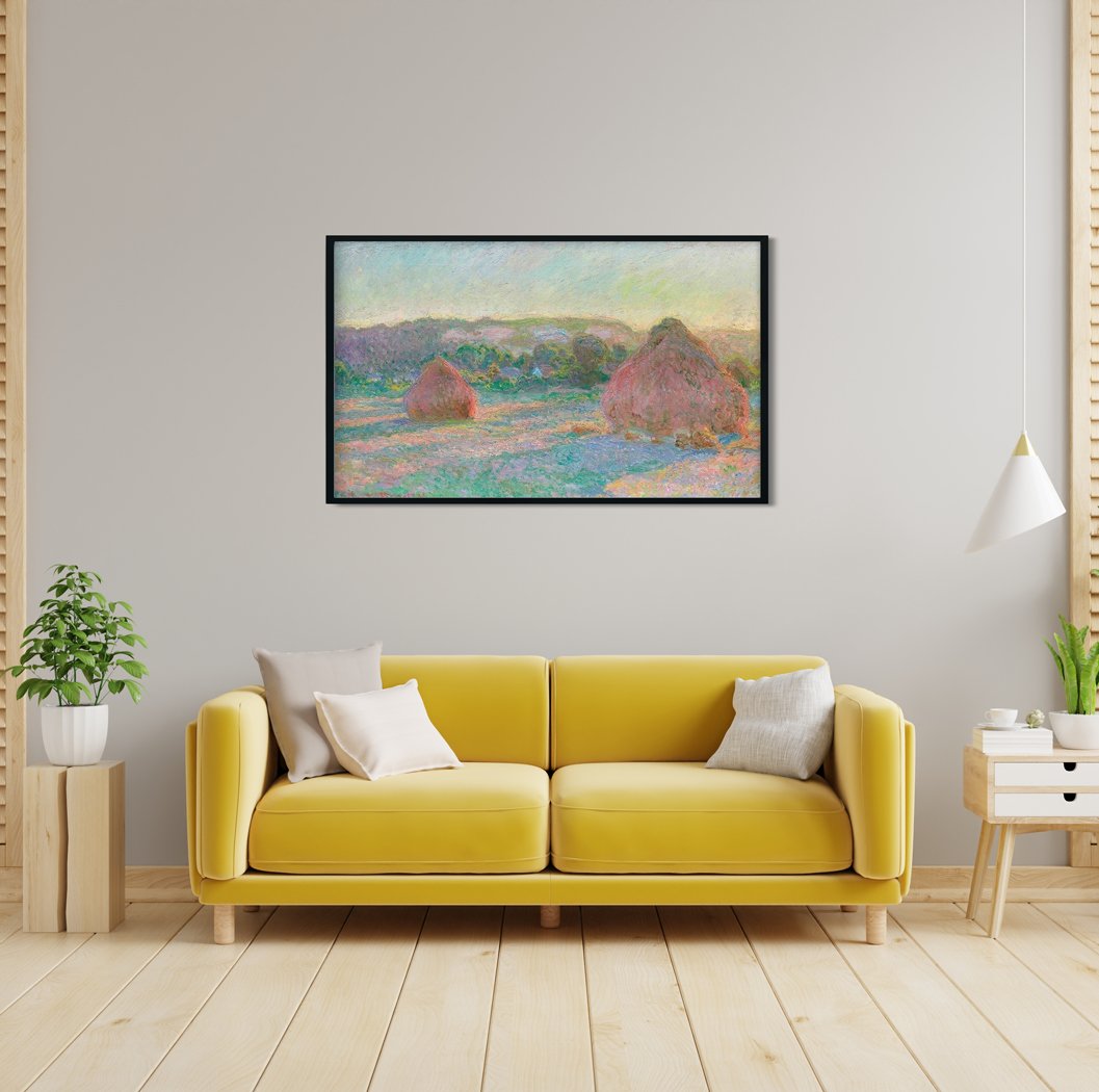 Haystacks End of Summer by Claude Monet Painting - Meri Deewar 3 : 2 Horizontal Premium Wall Art Canvas by MeriDeewar