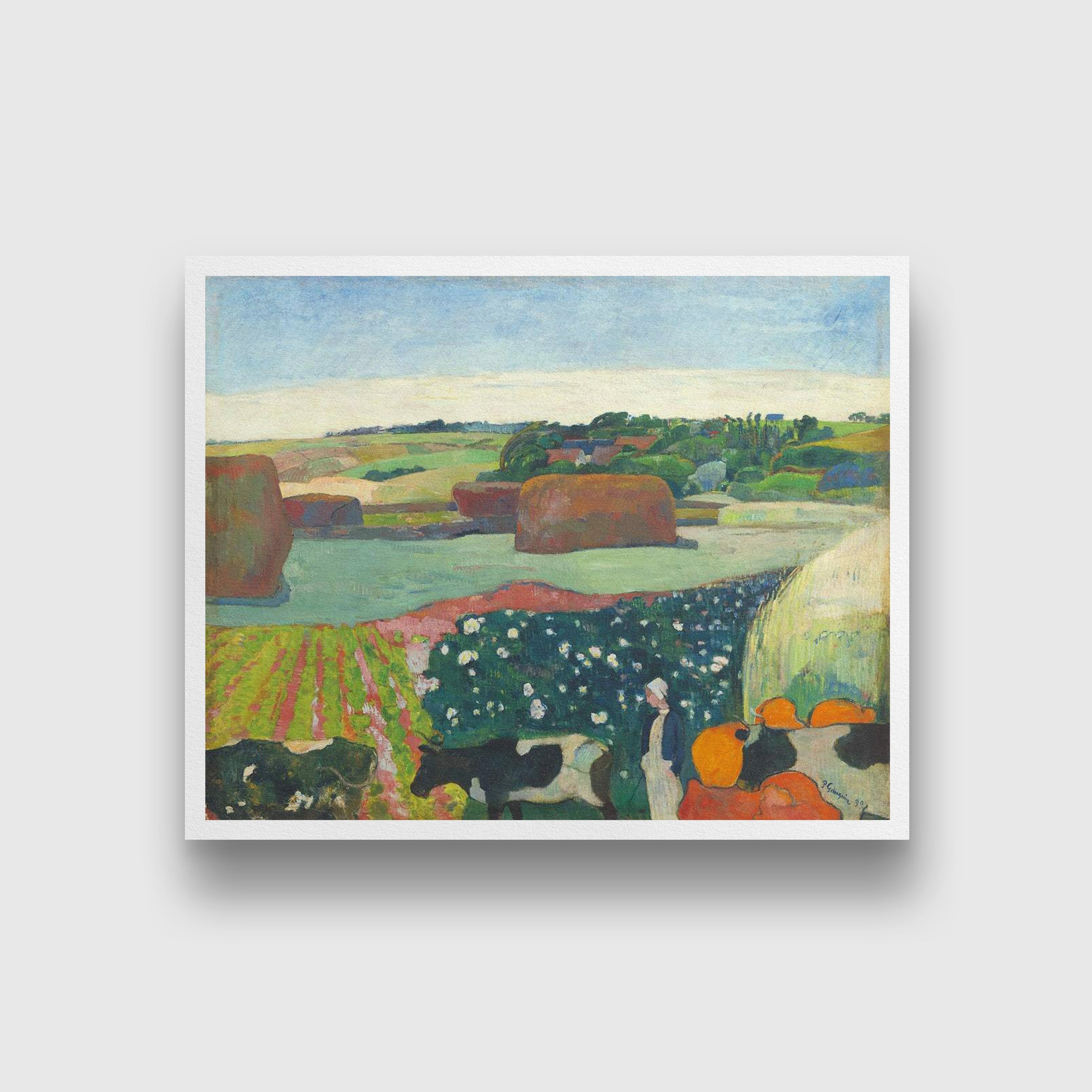 Haystacks in Brittany Painting - Meri Deewar 4 :5 Vertical Premium Wall Art Canvas by MeriDeewar