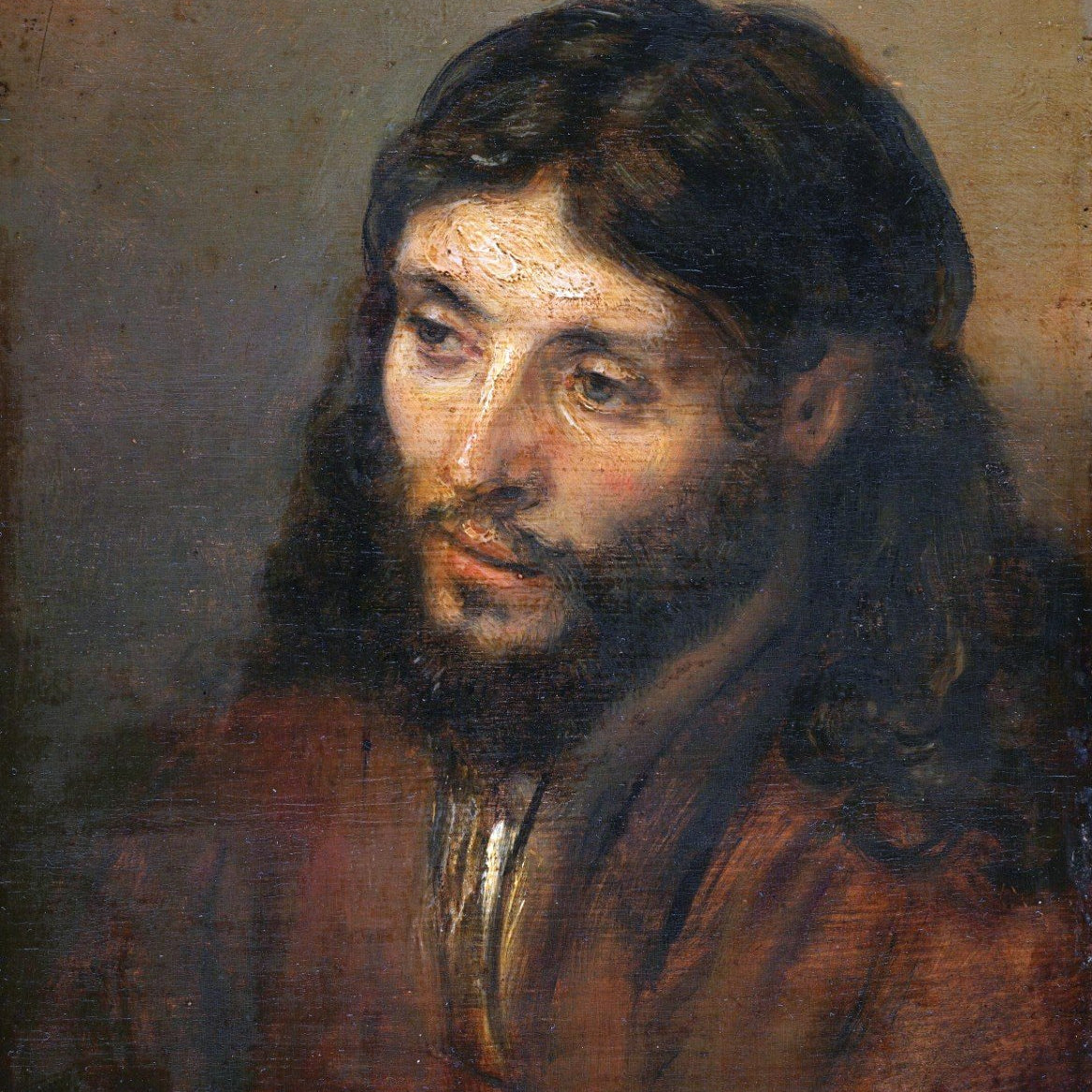 Head Of Christ Painting - Meri Deewar 1 : 1 Square Premium Wall Art Canvas by MeriDeewar