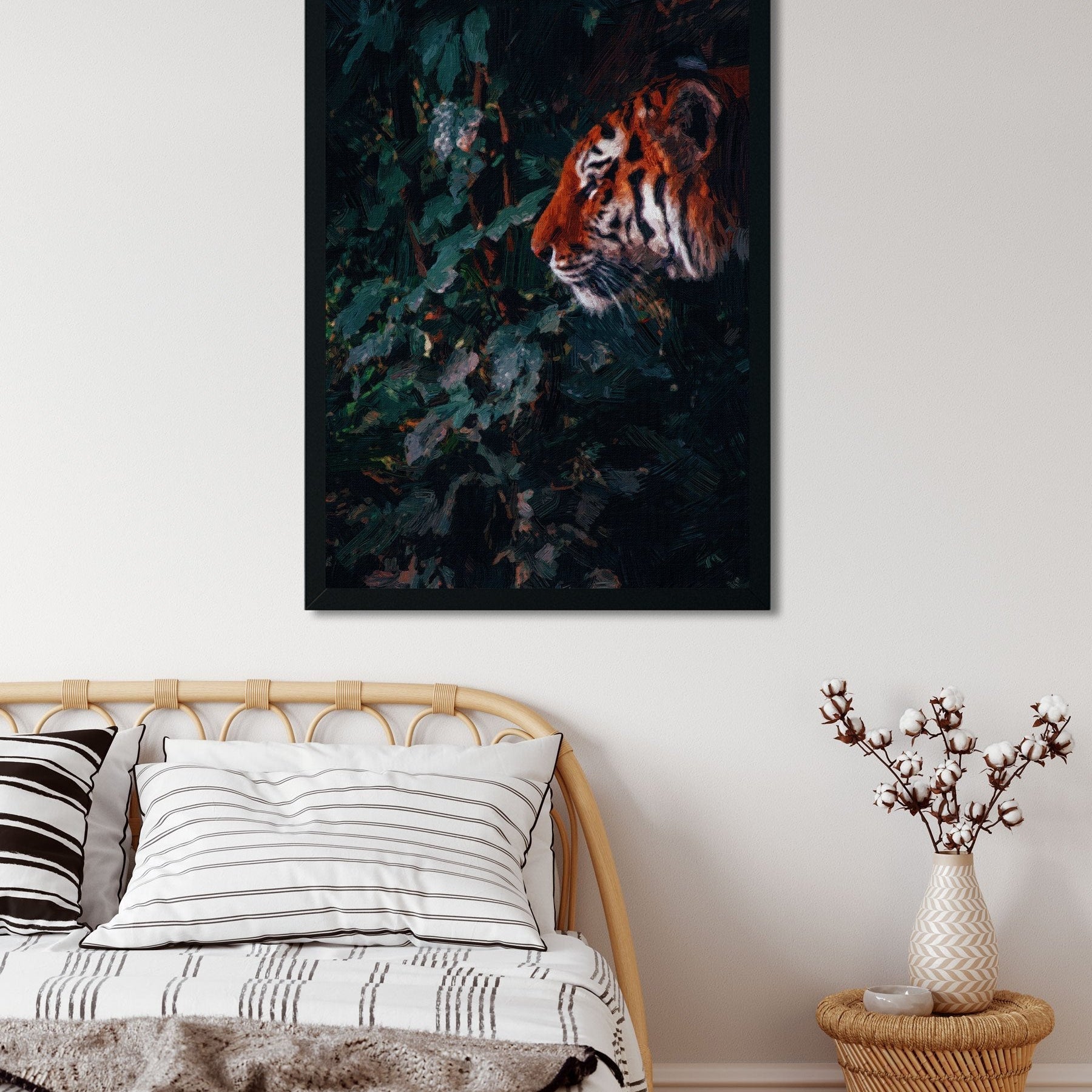Headshot of Indochinese tiger Painting - Meri Deewar 2 : 3 Vertical Premium Wall Art Canvas by MeriDeewar