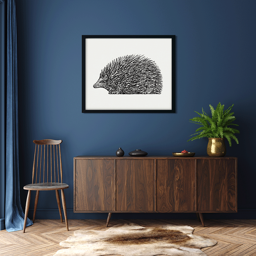 Hedgehog Painting 5 : 4 Horizontal Premium Wall Art Canvas by MeriDeewar