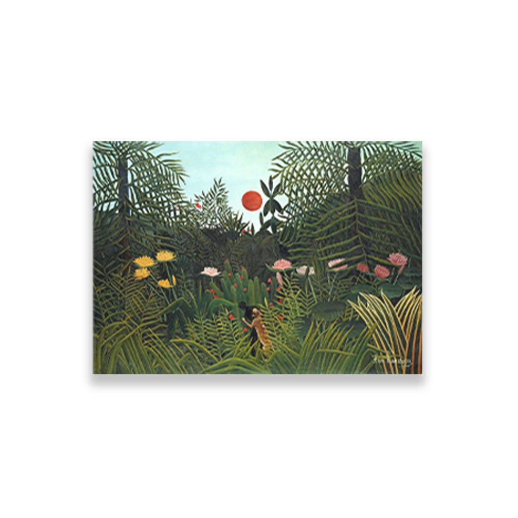 Henri Rousseau_s Virgin Forest with Sunset Painting - Meri Deewar 3 : 2 Horizontal Premium Wall Art Canvas by MeriDeewar