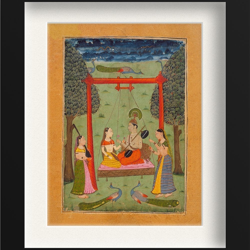 Hindola Raga, Folio from a Ragamala (Garland of Melodies) Painting - Meri Deewar 3 : 4 Vertical Premium Wall Art Canvas by MeriDeewar