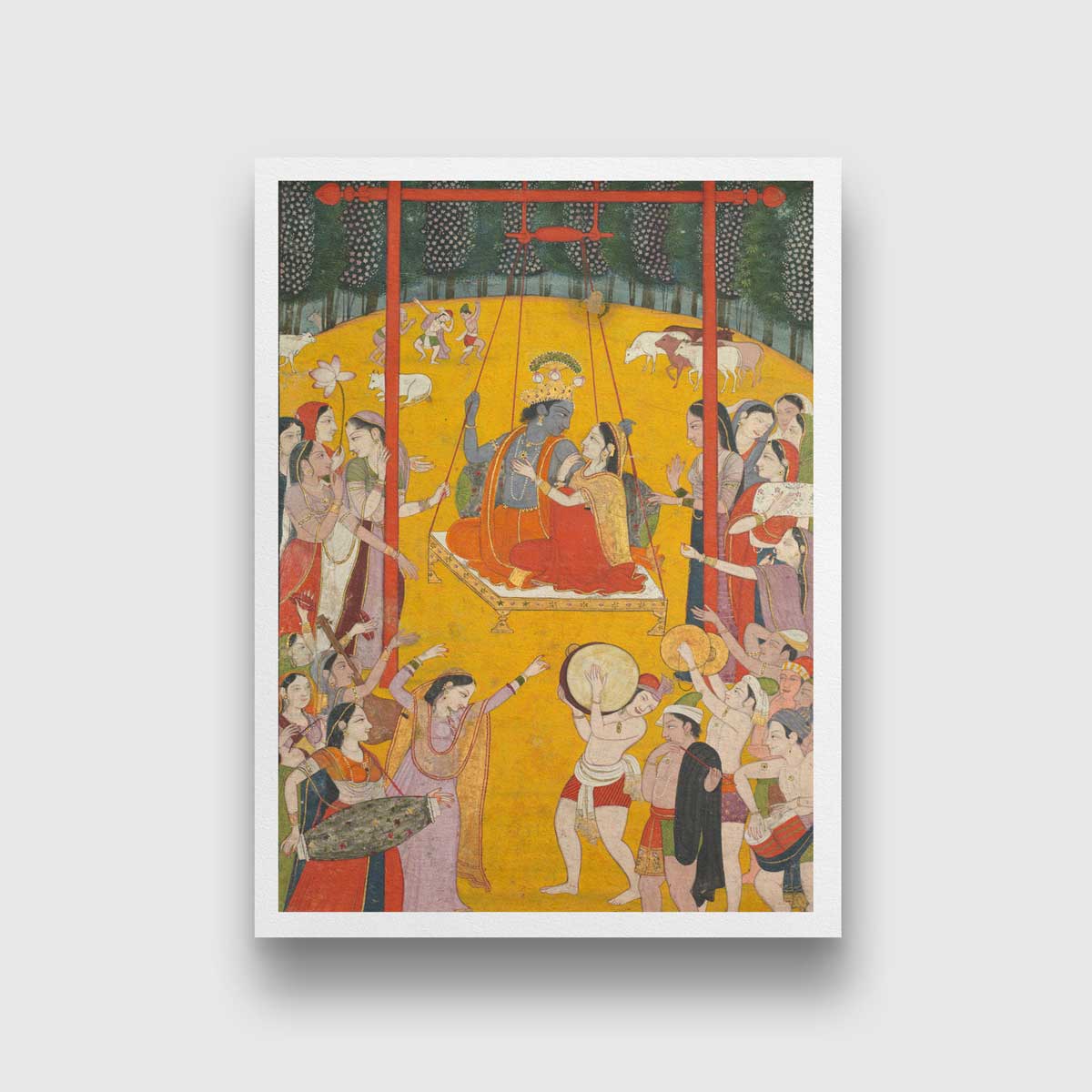 Hindola Raga Painting 3 : 4 Vertical Premium Wall Art Canvas by MeriDeewar