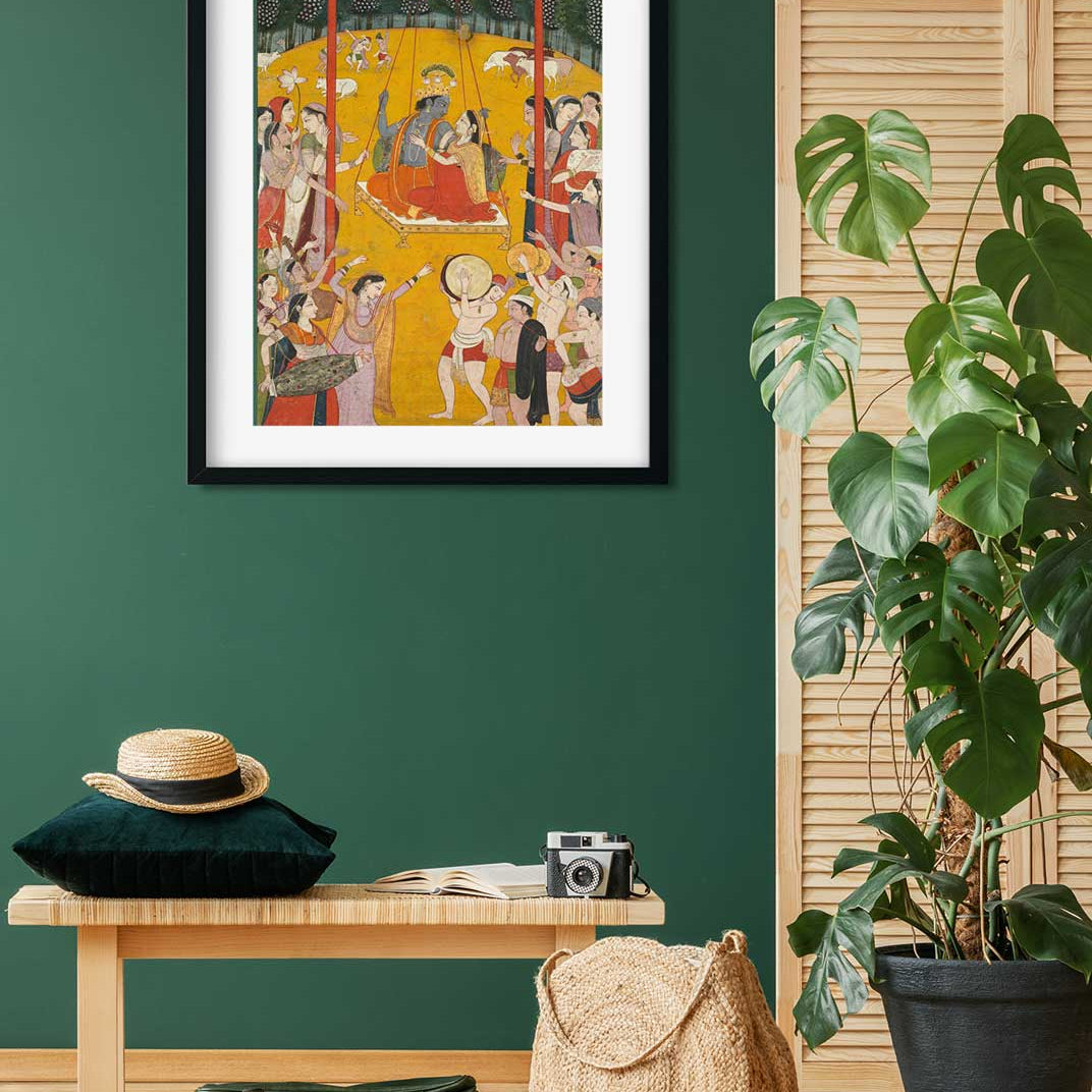 Hindola Raga Painting 3 : 4 Vertical Premium Wall Art Canvas by MeriDeewar