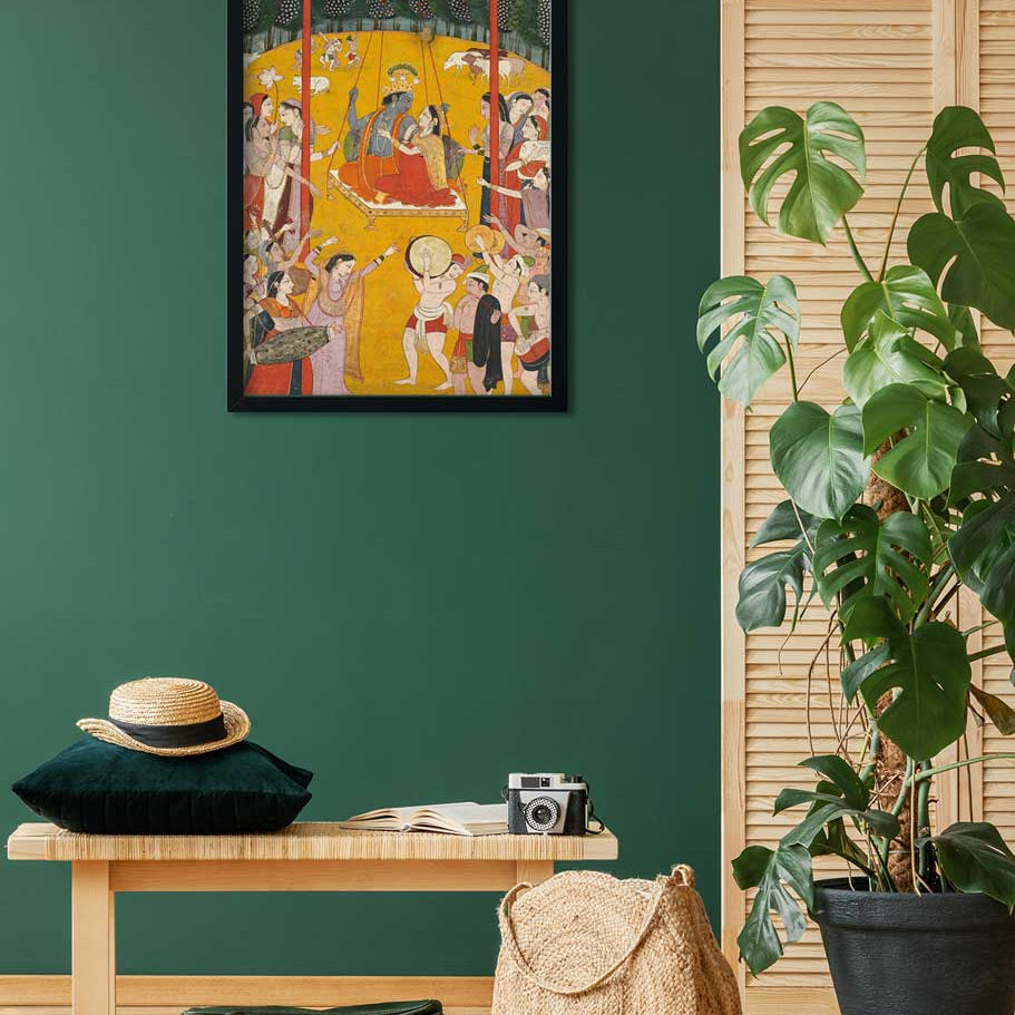Hindola Raga Painting 3 : 4 Vertical Premium Wall Art Canvas by MeriDeewar